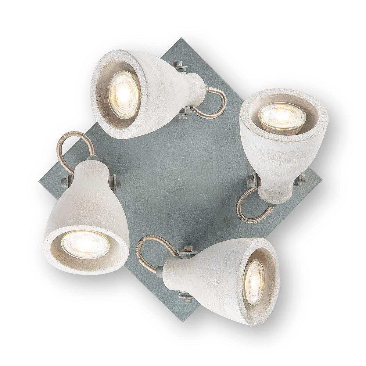 Deckenspots VEDI 4er Quadrat - Betonoptik grau - inkl. 4 x GU10 3000K 345lm 36° - Lichtbalken