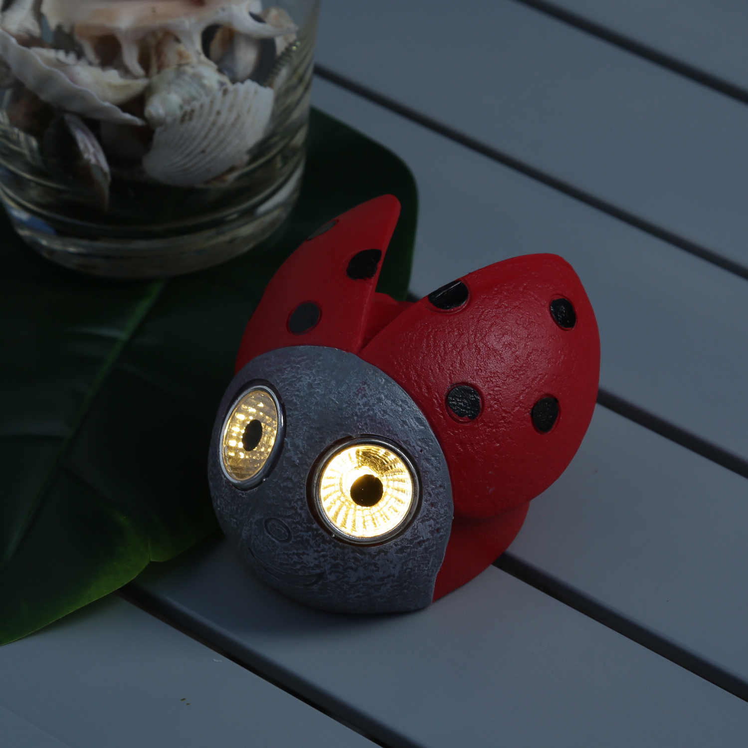 LED Solar Marienkäfer - Gartenfigur - 2 warmweiße LED - H: 7cm - D: 9cm - Lichtsensor - 2 Stück LED Solar Marienkäfer - Gartenfigur - 2 warmweiße LED - H: 7cm - D: 9cm - Lichtsensor - 2 Stück