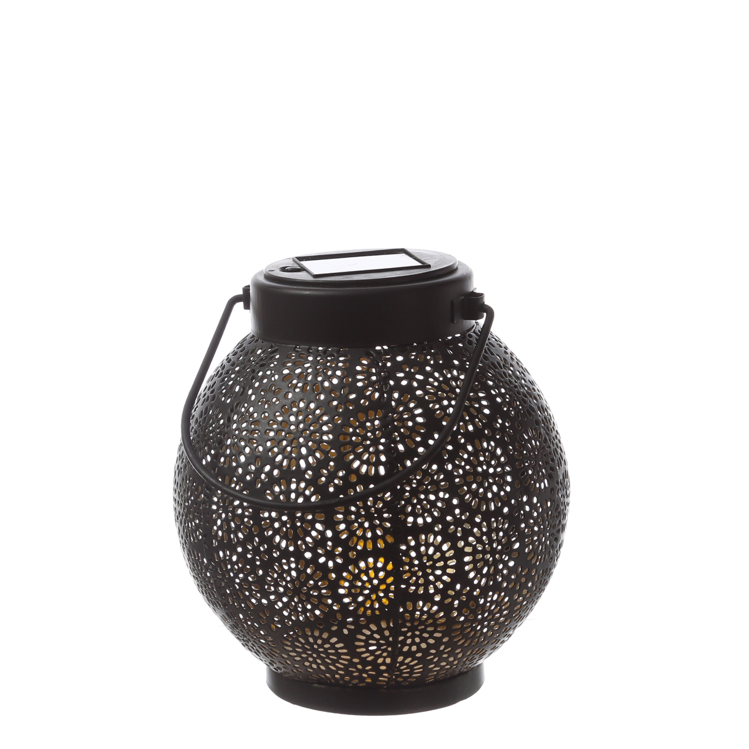 LED Solar Laterne - hängend u. stehend - Metall - warmweiße LED - H: 14,5cm - schwarz, gold LED Solar Laterne - hängend u. stehend - Metall - warmweiße LED - H: 14,5cm - schwarz, gold