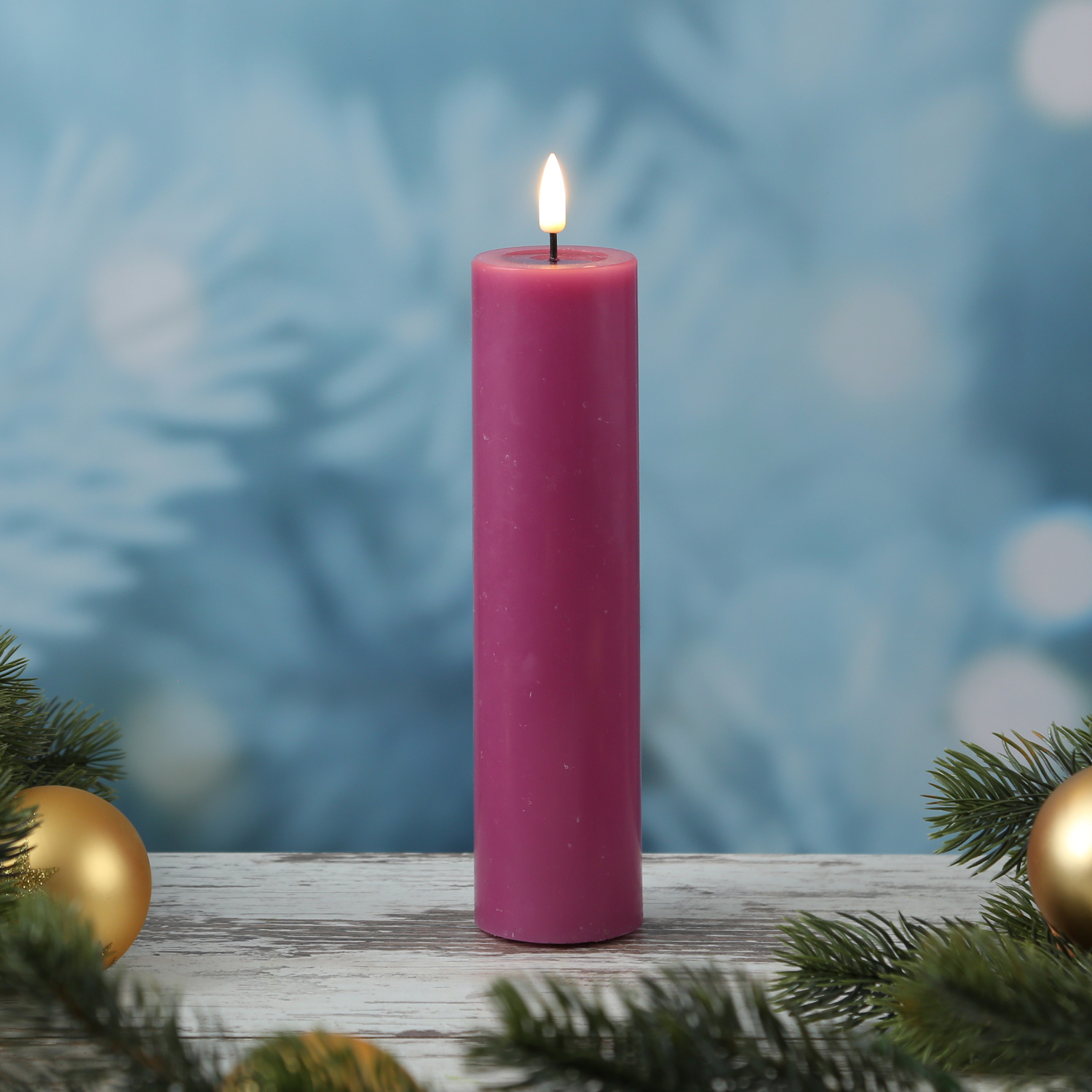 LED Stumpenkerze MIA - Echtwachs - realistische 3D Flamme - H: 20cm - D: 5cm - malve LED Stumpenkerze MIA - Echtwachs - realistische 3D Flamme - H: 20cm - D: 5cm - malve
