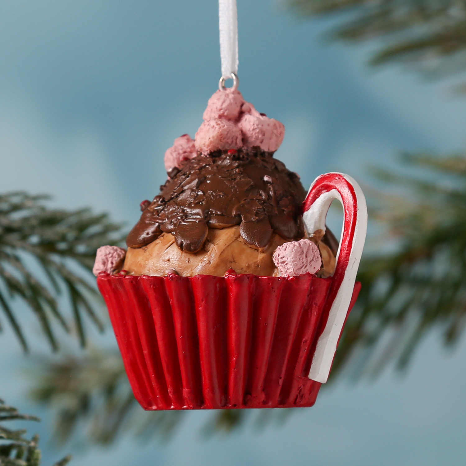 Weihnachtsbaumschmuck MUFFIN - Polyresin - inkl. Aufhänger - matt - H: 8cm - braun Weihnachtsbaumschmuck MUFFIN - Polyresin - inkl. Aufhänger - matt - H: 8cm - braun