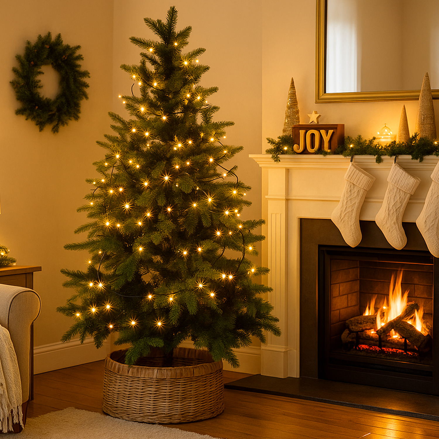 LED Lichterkette - Weihnachtslichterkette - 240 bernstein LED - L: 18m - 8 Modi/ Timer - für Außen