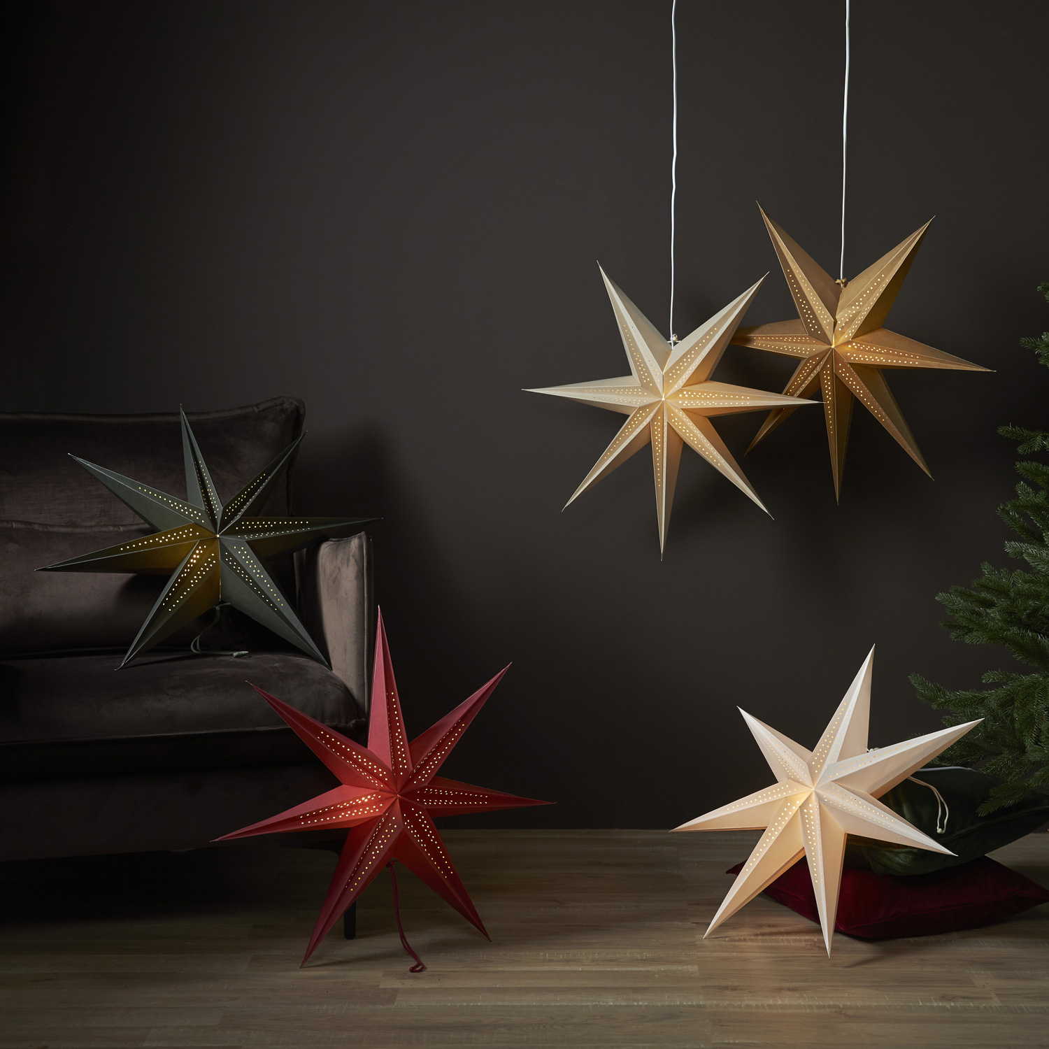 Papierstern POINT - hängend - 7-zackig - D: 60cm - creme Papierstern POINT - hängend - 7-zackig - D: 60cm - creme