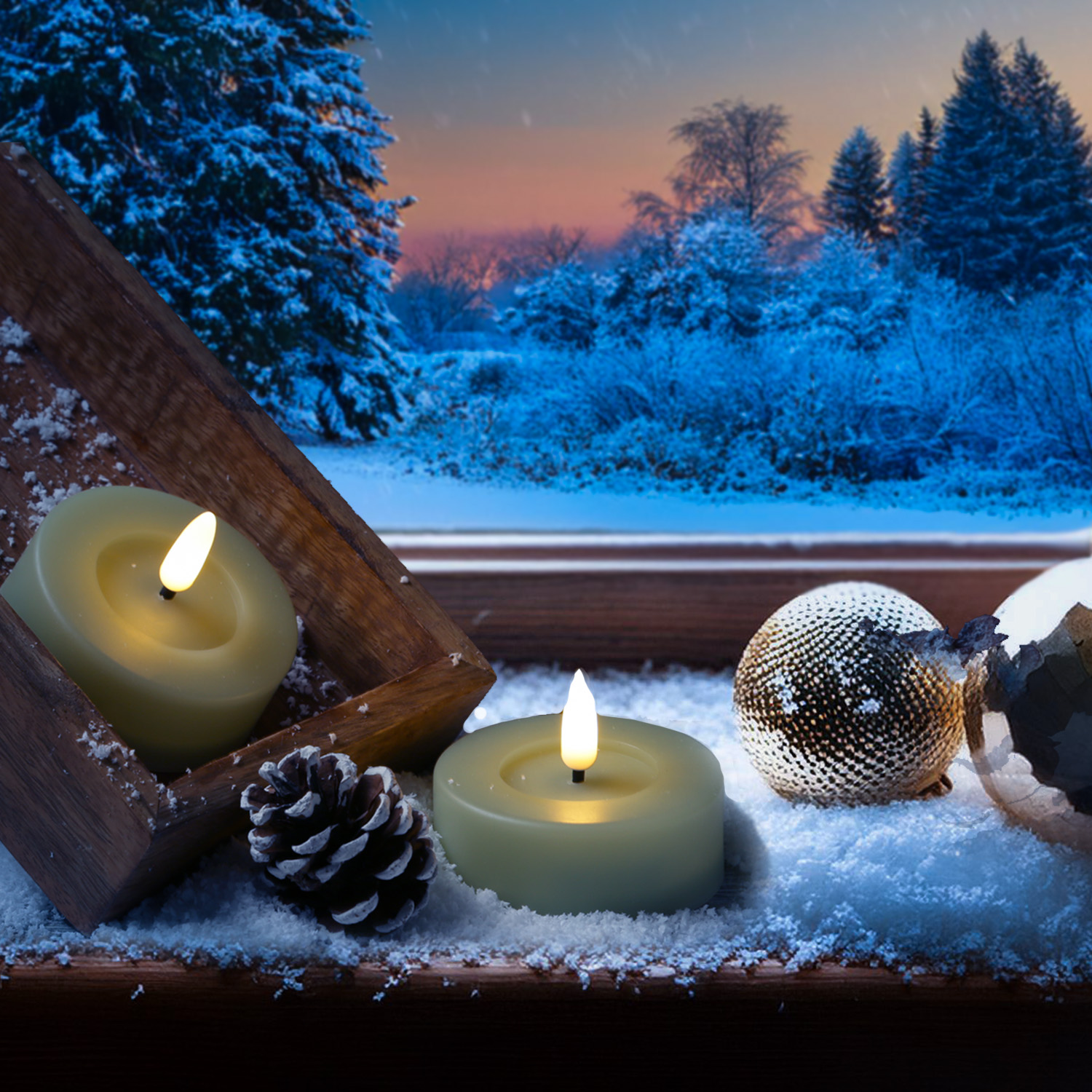 LED Maxi Teelichter - XL Outdoor Teelichter  - D: 6,5cm - Timer - Batteriebetrieb - grün - 2er Set LED Maxi Teelichter - XL Outdoor Teelichter  - D: 6,5cm - Timer - Batteriebetrieb - grün - 2er Set