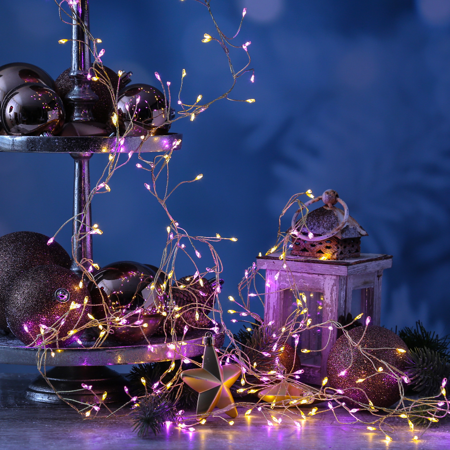 LED Draht Büschellichterkette Compact - 960 pink-/bernstein LED - L: 12m - 8 Funkt. - Trafo - gold LED Draht Büschellichterkette Compact - 960 pink-/bernstein LED - L: 12m - 8 Funkt. - Trafo - gold