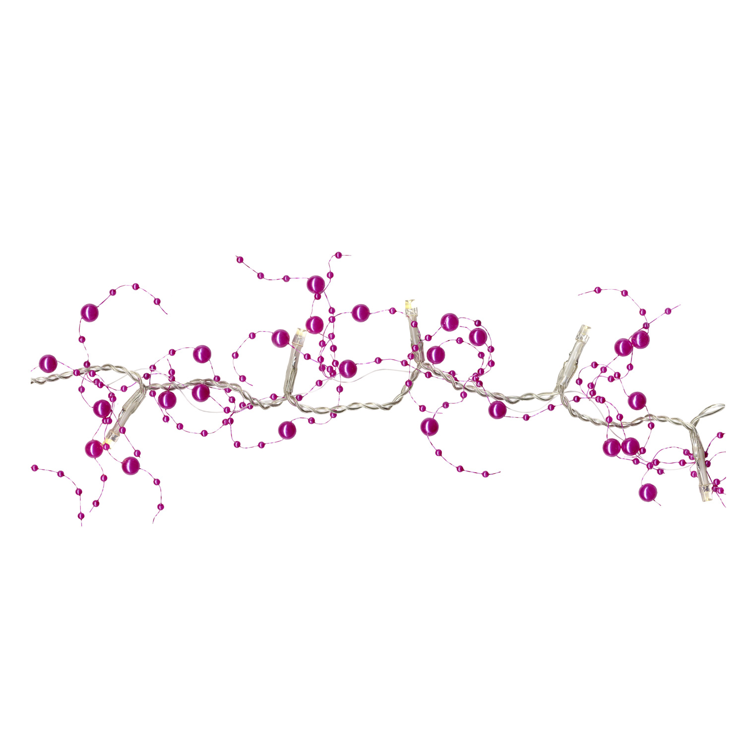 LED Lichterkette mit Perlen - 20 warmweiße LED - 1,15m - Batteriebetrieb - Timer - pink LED Lichterkette mit Perlen - 20 warmweiße LED - 1,15m - Batteriebetrieb - Timer - pink