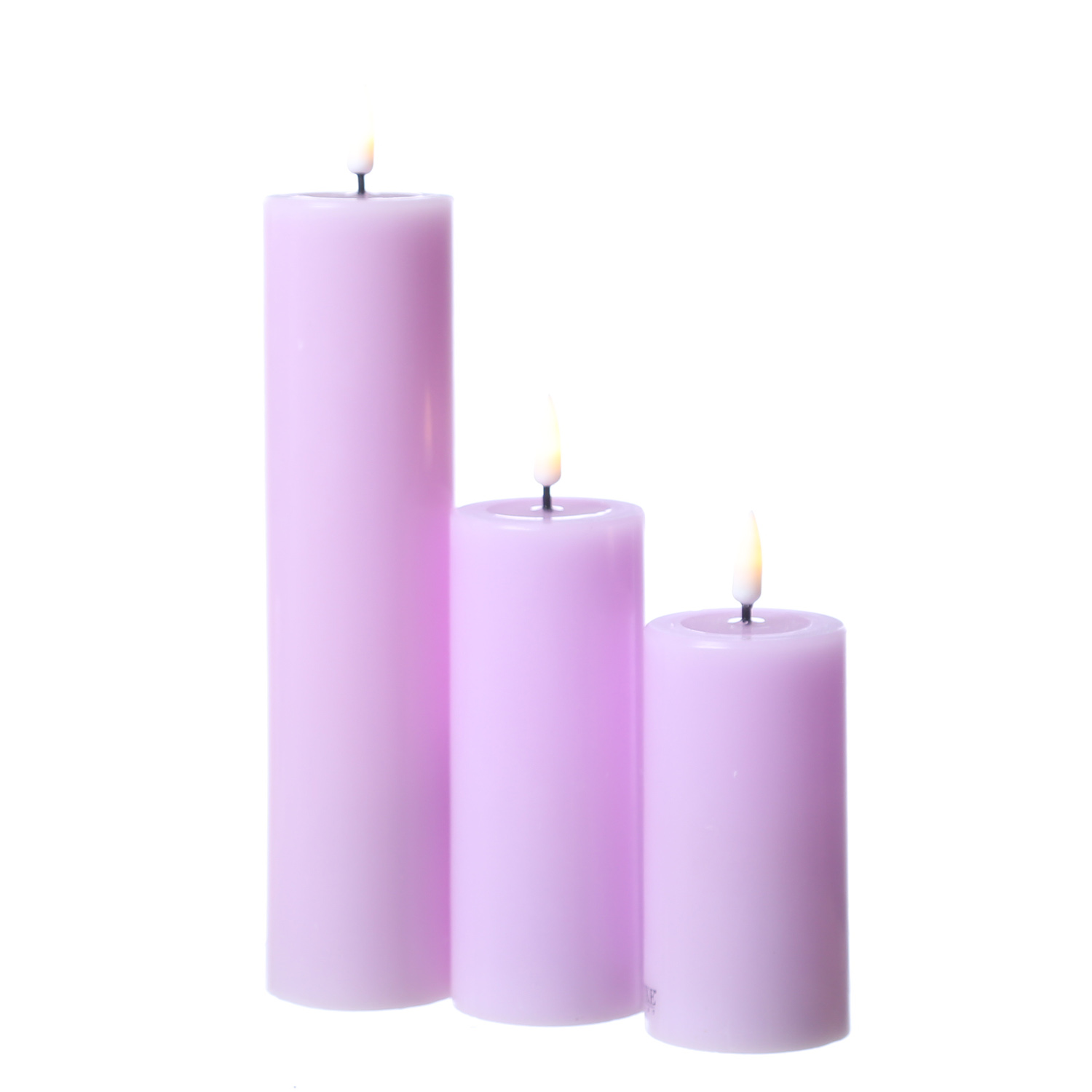 LED Stumpenkerze MIA - Echtwachs - realistische 3D Flamme - H: 12,5cm - D: 5cm - lavendel LED Stumpenkerze MIA - Echtwachs - realistische 3D Flamme - H: 12,5cm - D: 5cm - lavendel