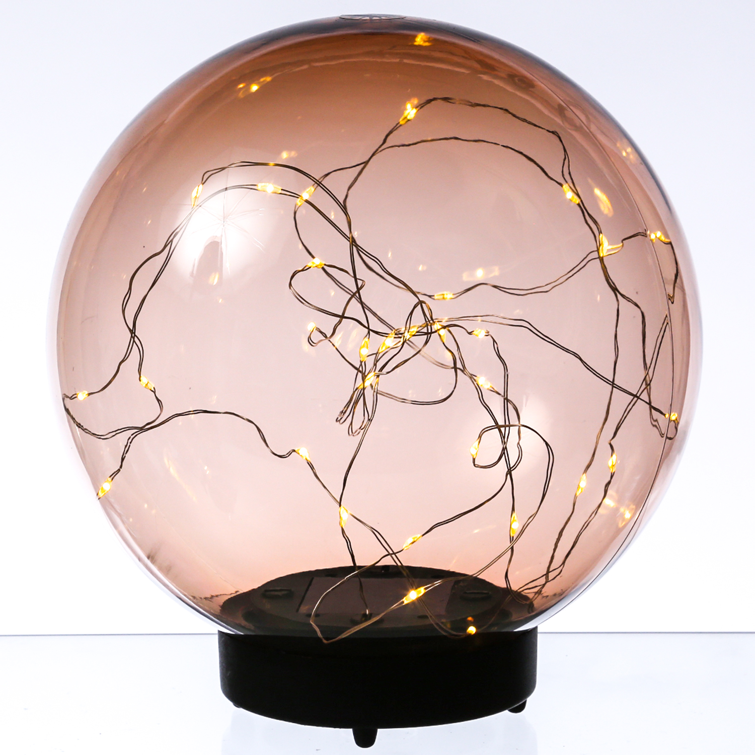 LED Solar Kugellampe - 2in1 - Kunststoff - warmweiße LED Drahtlichterkette - D: 30cm - bernstein LED Solar Kugellampe - 2in1 - Kunststoff - warmweiße LED Drahtlichterkette - D: 30cm - bernstein