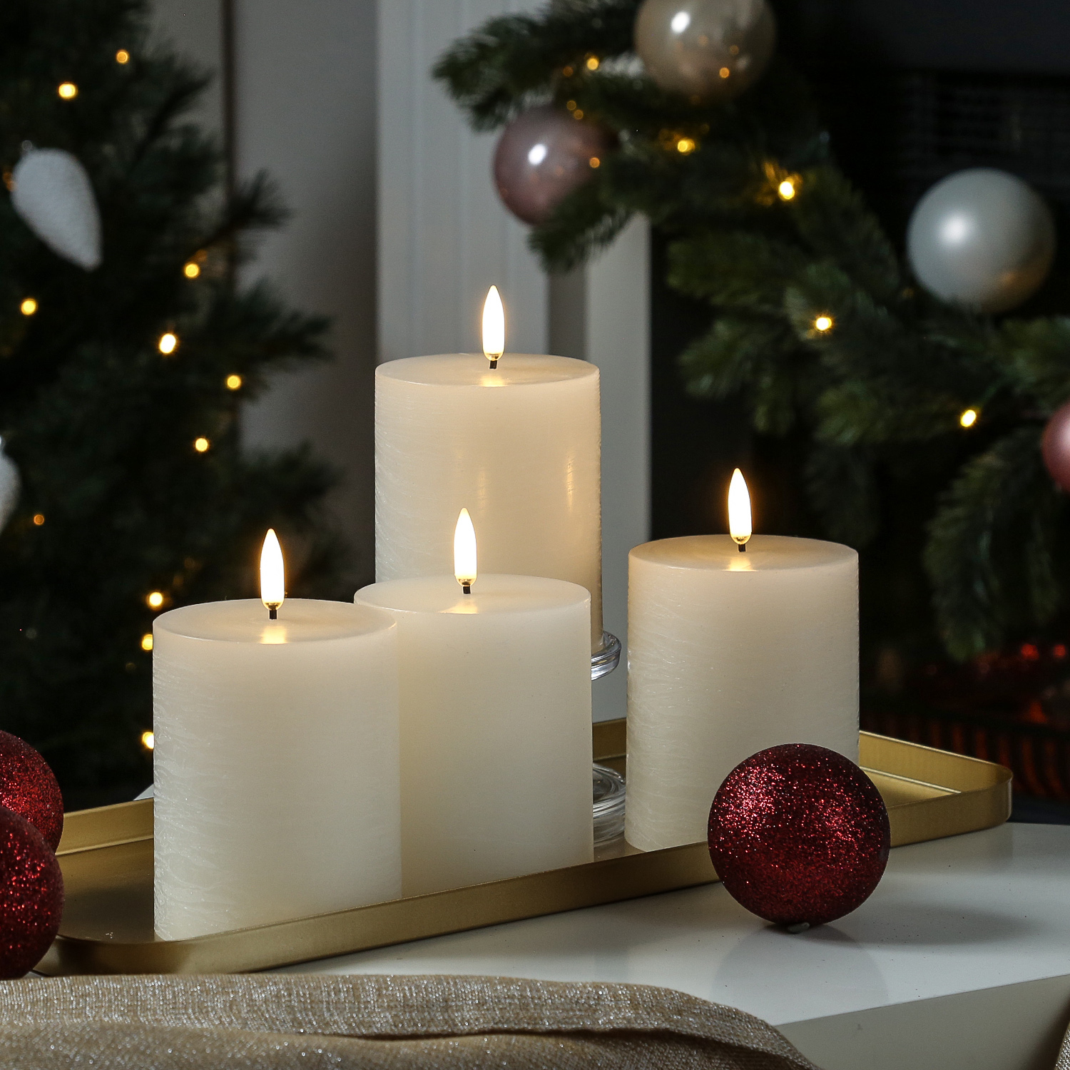 LED Kerzenset PIA - Rustik-Optik - H: 10cm - inkl. Batterien und Fernbedienung - creme - 4er Set LED Kerzenset PIA - Rustik-Optik - H: 10cm - inkl. Batterien und Fernbedienung - creme - 4er Set