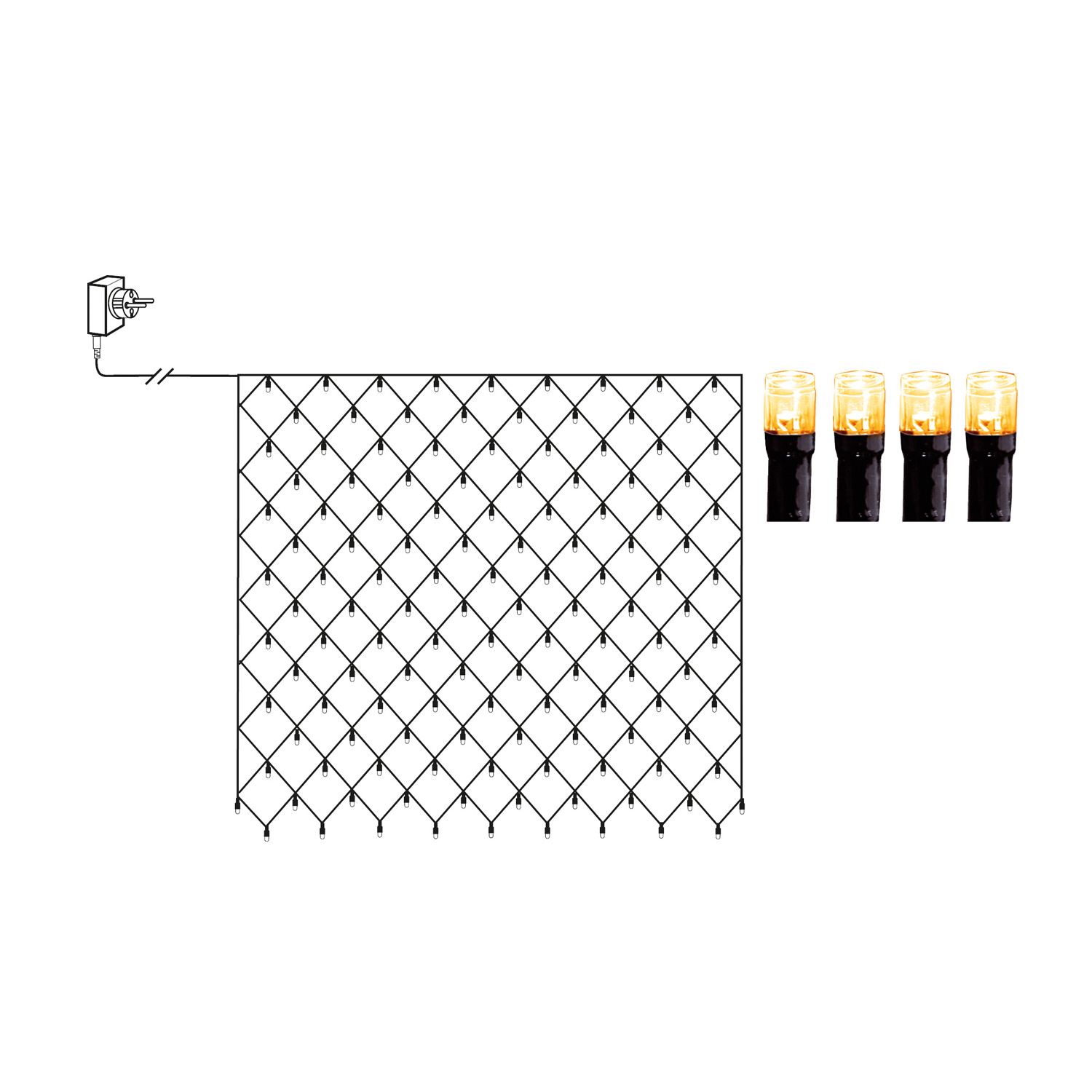 LED Lichternetz - Serie LED - outdoor - 200 ultra warmweiße LED - 3.00m x 3.00m - schwarzes Kabel LED Lichternetz - Serie LED - outdoor - 200 ultra warmweiße LED - 3.00m x 3.00m - schwarzes Kabel