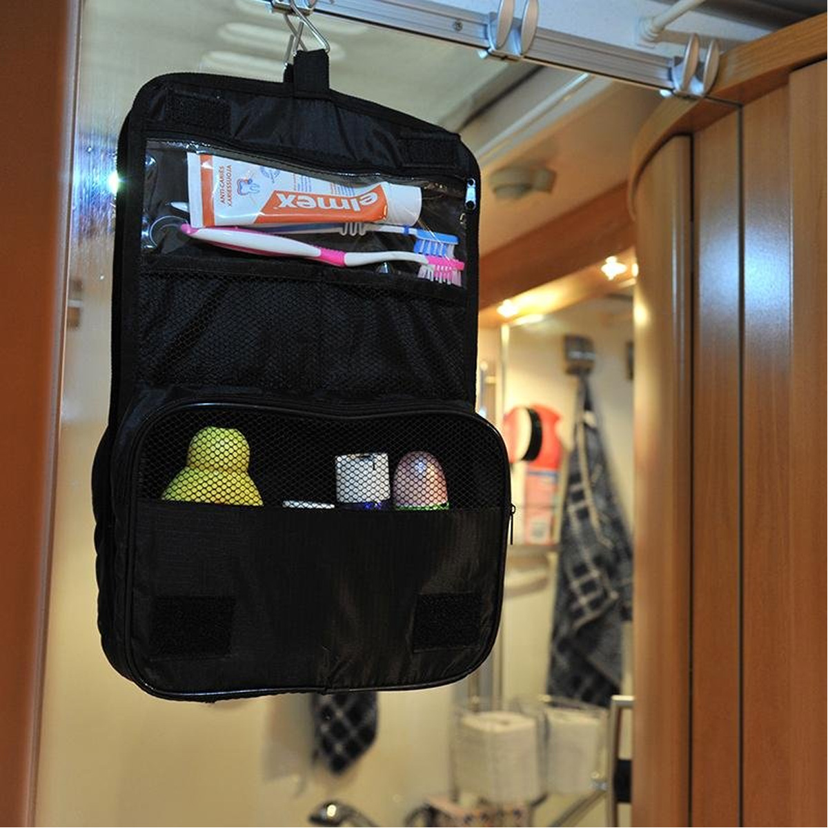 Waschtasche faltbar mit Haken - 27,5x24cm