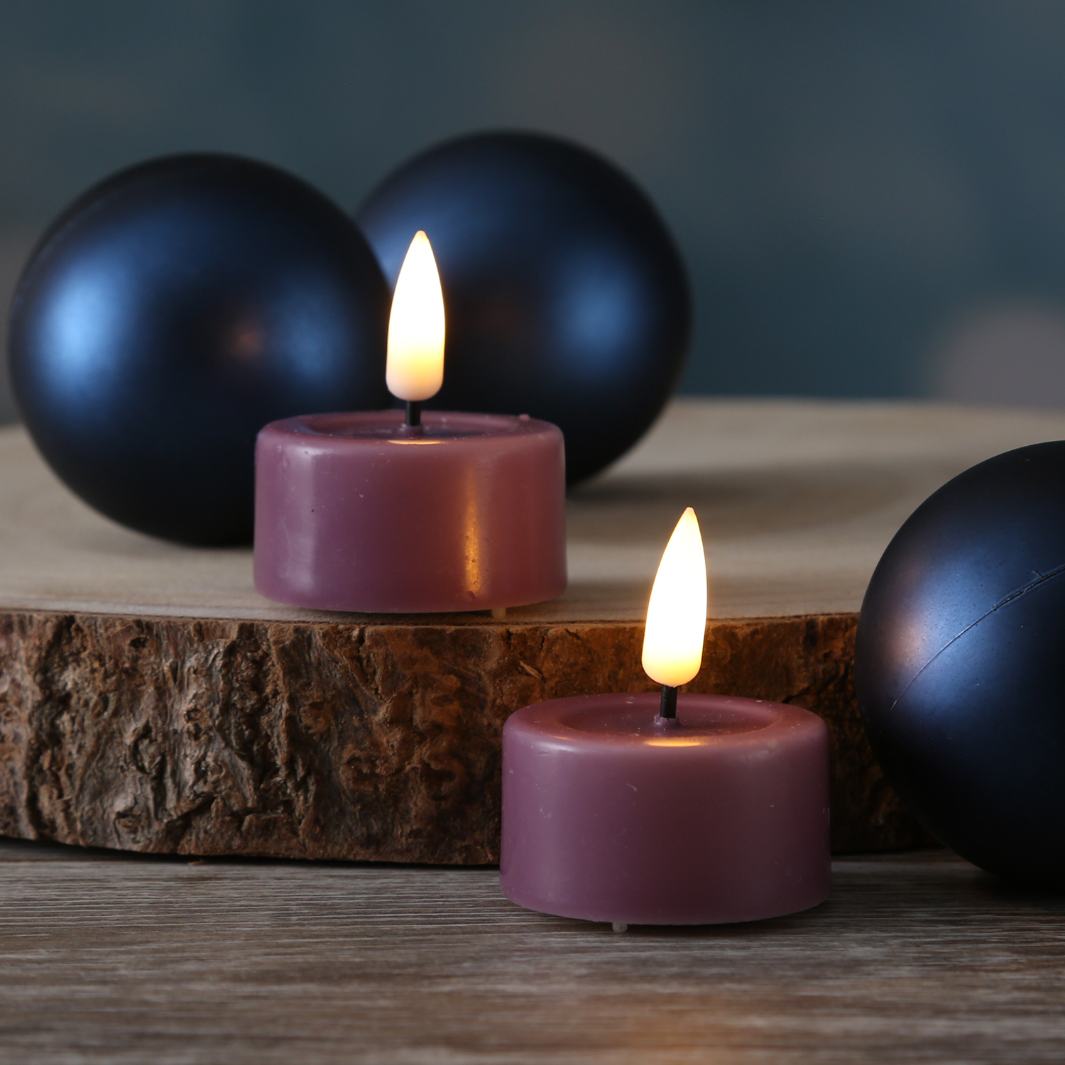 LED Teelichter MIA - Kunststoff - realistische 3D Flamme - D: 4,1cm - flieder - 2 Stk LED Teelichter MIA - Kunststoff - realistische 3D Flamme - D: 4,1cm - flieder - 2 Stk