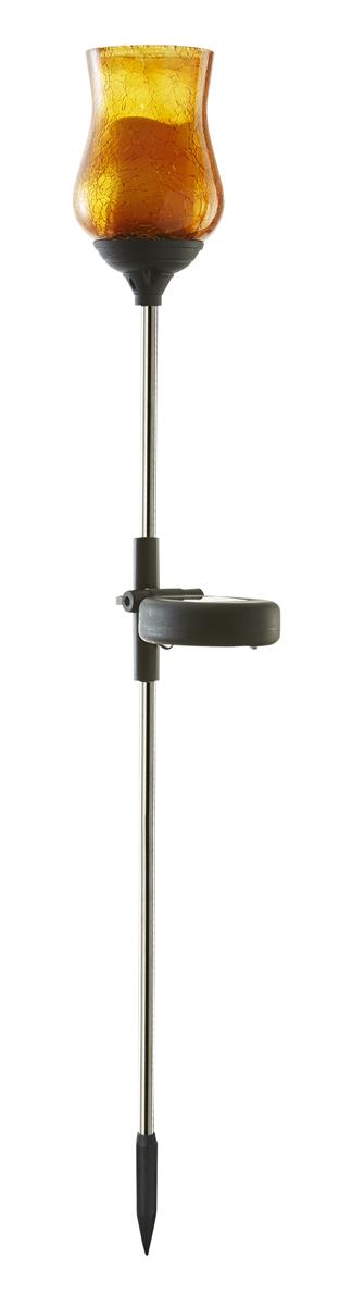 LED Solarstab "Lyon" - amber Glas - gelbe LED - H: 52cm - D: 7cm - Dämmerungssensor LED Solarstab "Lyon" - amber Glas - gelbe LED - H: 52cm - D: 7cm - Dämmerungssensor