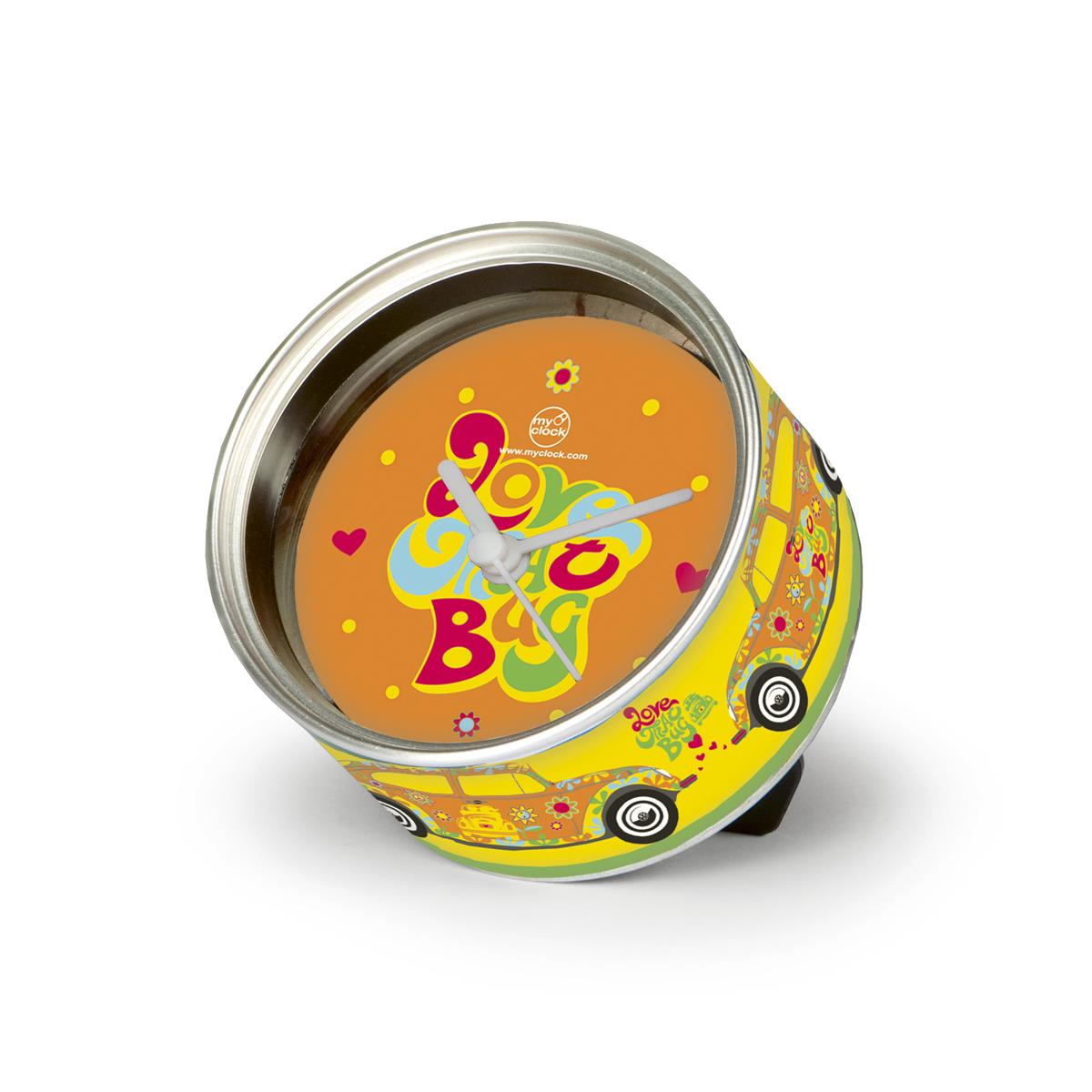 VW Volkswagen MyClock "BEETLE FLOWER" - Uhr in der Konservendose - magnetisch - Blickfang / Geschenk