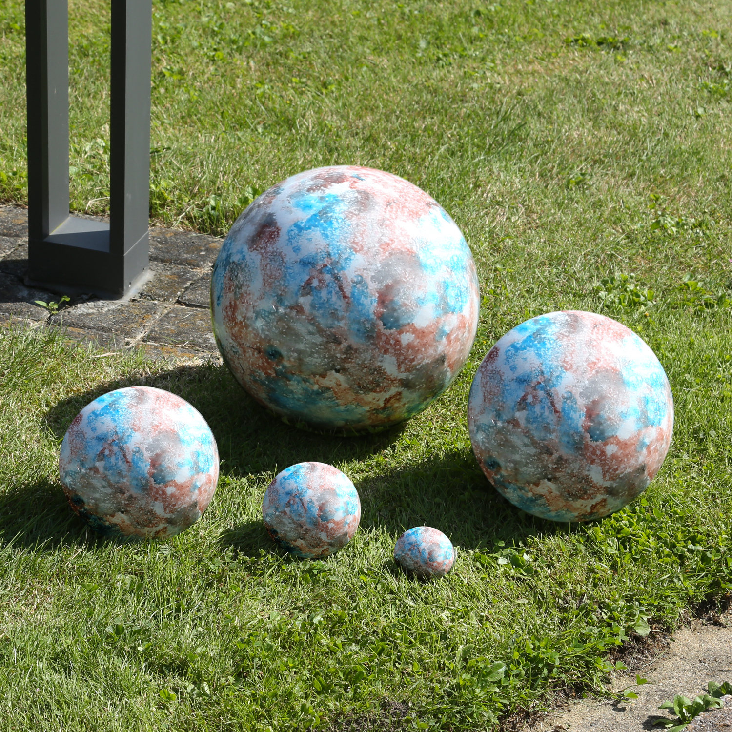 Dekokugel - Edelstahl - Marmoroptik - D: 20cm - grau, blau, rot Dekokugel - Edelstahl - Marmoroptik - D: 20cm - grau, blau, rot