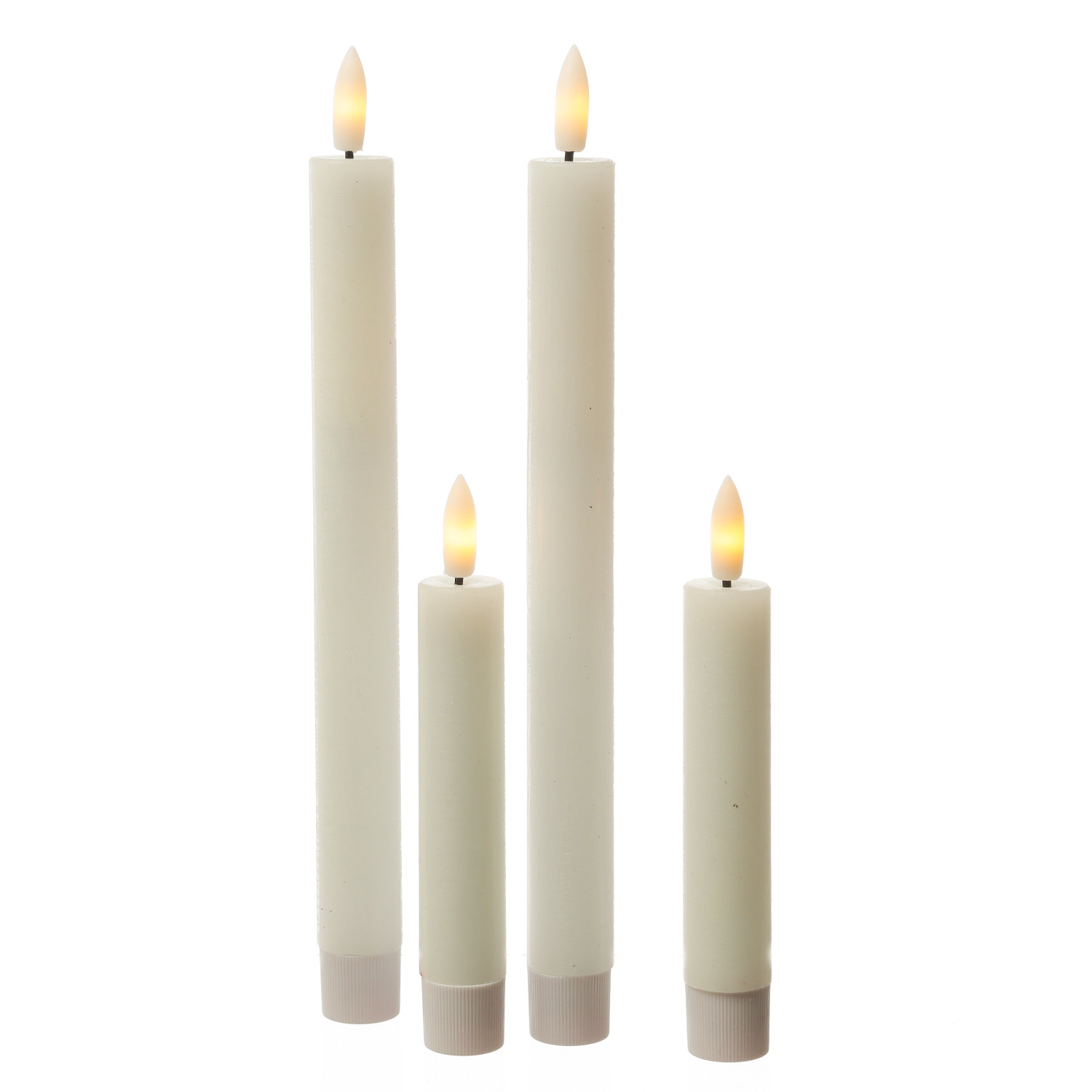 LED Stabkerzen LINA - Rustik-Optik - Echtwachs - 3D Flamme - H: 24cm - Timer - creme - 2er Set LED Stabkerzen LINA - Rustik-Optik - Echtwachs - 3D Flamme - H: 24cm - Timer - creme - 2er Set