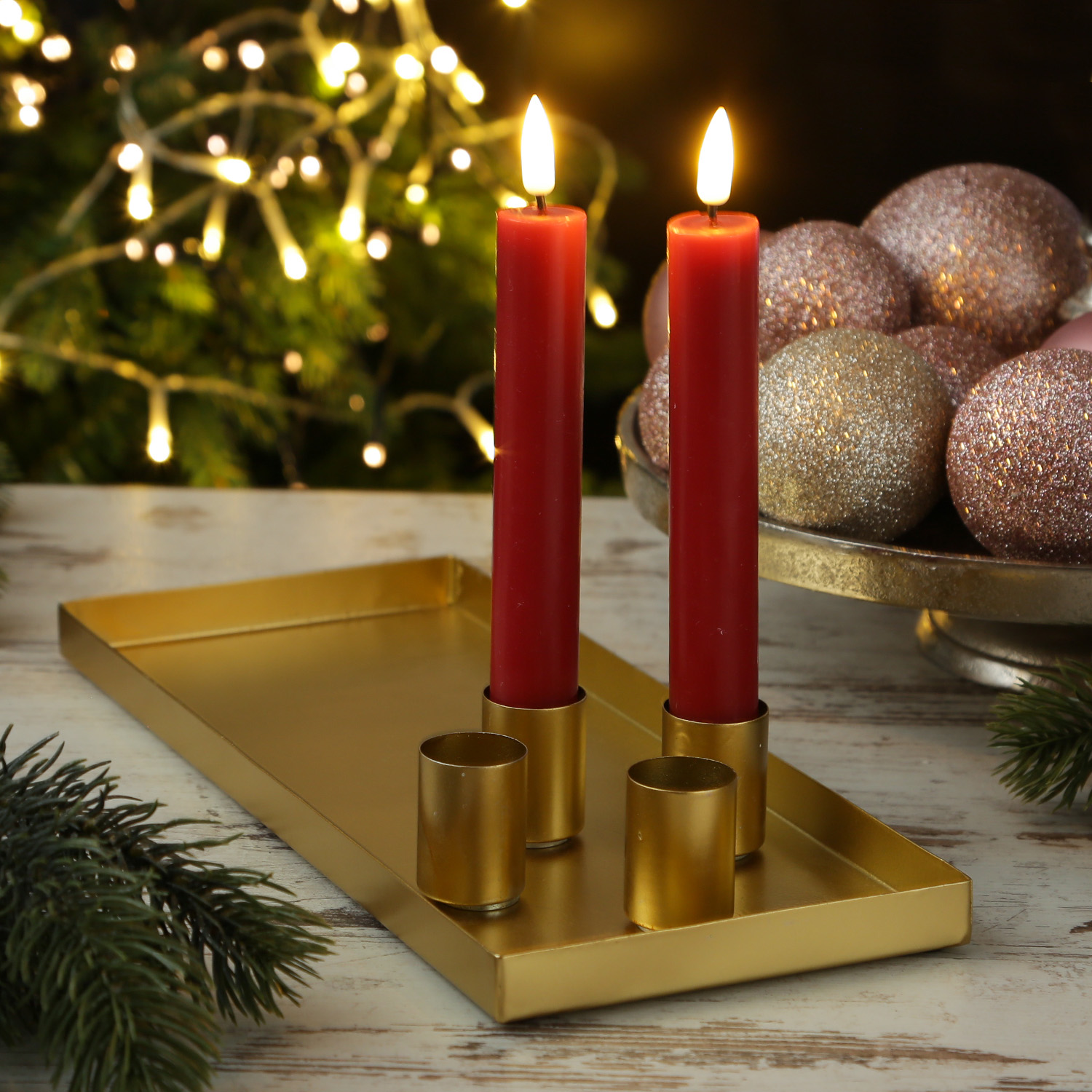 Stabkerzenhalter magnetisch - Kerzenständer für 4 Stabkerzen - Kerzentablett - 29x12cm - gold Stabkerzenhalter magnetisch - Kerzenständer für 4 Stabkerzen - Kerzentablett - 29x12cm - gold