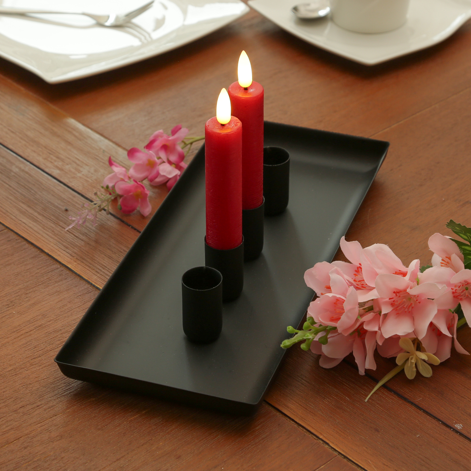 Stabkerzenhalter magnetisch - Kerzenständer für 4 Stabkerzen - Kerzentablett - 29x12cm - schwarz Stabkerzenhalter magnetisch - Kerzenständer für 4 Stabkerzen - Kerzentablett - 29x12cm - schwarz