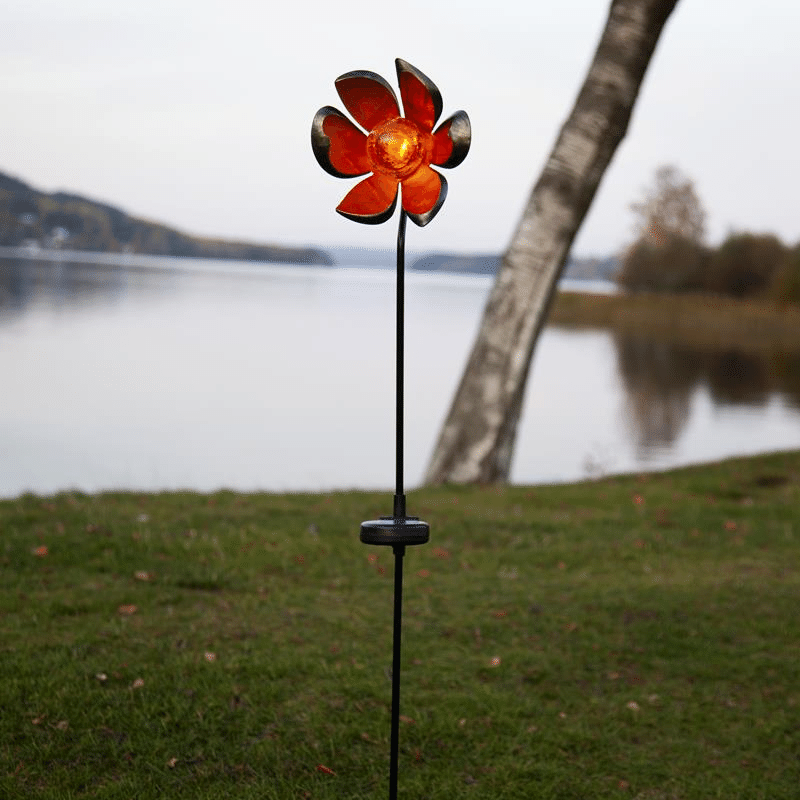 LED Solarstab "Flora"- schwarz - amber LED - Glaskugel in Blüte - H: 84cm - Dämmerungssensor LED Solarstab "Flora"- schwarz - amber LED - Glaskugel in Blüte - H: 84cm - Dämmerungssensor