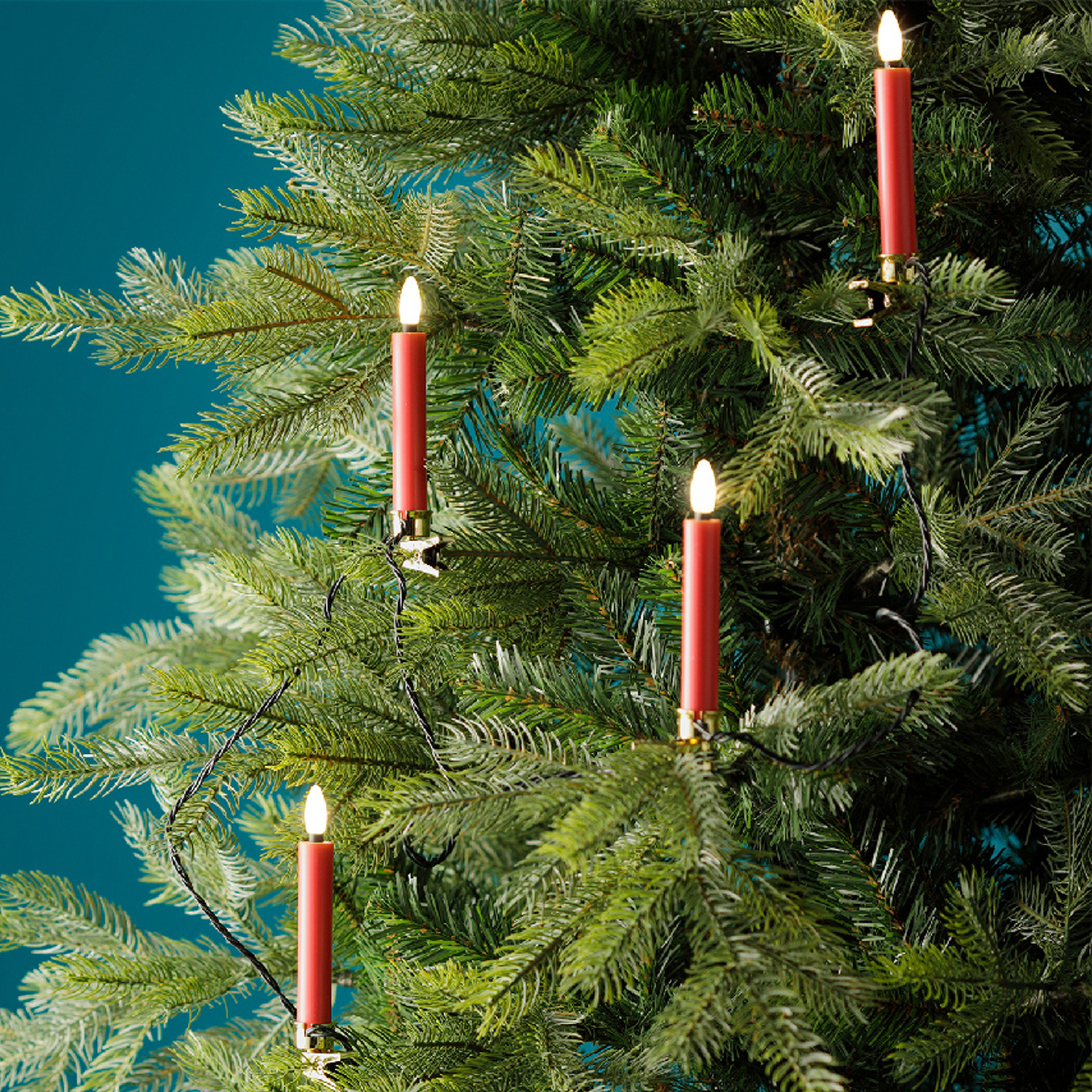 LED Kerzenlichterkette - 20 Christbaumkerzen - Weihnachtsbaumlichterkette - L: 9,5m - Innen/Außen