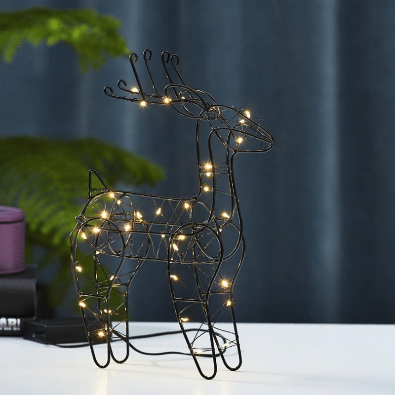 LED-Leuchtfigur "Indy" - Rentier - 40 warmweiße LEDs - H: 29,5cm - Batteriebetrieb - Timer -schwarz LED-Leuchtfigur "Indy" - Rentier - 40 warmweiße LEDs - H: 29,5cm - Batteriebetrieb - Timer -schwarz