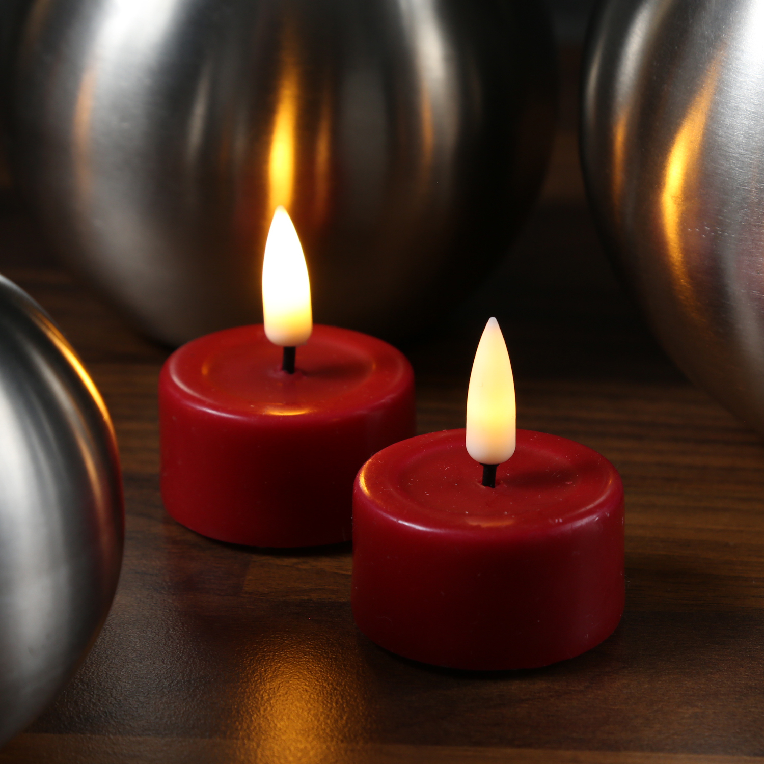 LED Teelichter MIA - Kunststoff - realistische 3D Flamme - D: 4,1cm - Batteriebetrieb - rot - 2 Stk LED Teelichter MIA - Kunststoff - realistische 3D Flamme - D: 4,1cm - Batteriebetrieb - rot - 2 Stk