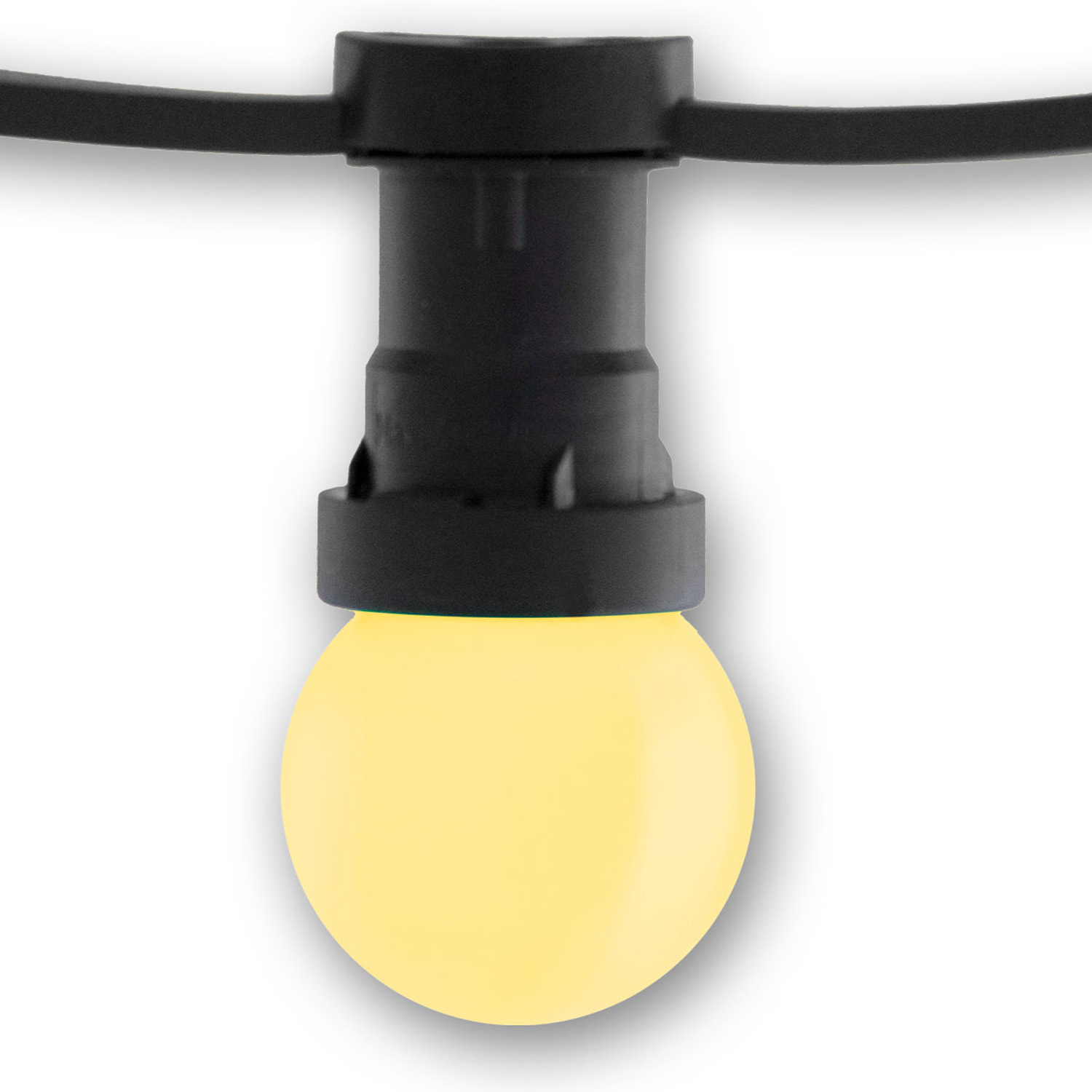 Illu-/Partylichterkette 30m - Außenlichterkette grün - Made in Germany 30 warmweiße LED Kugellampen Illu-/Partylichterkette 30m - Außenlichterkette grün - Made in Germany 30 warmweiße LED Kugellampen