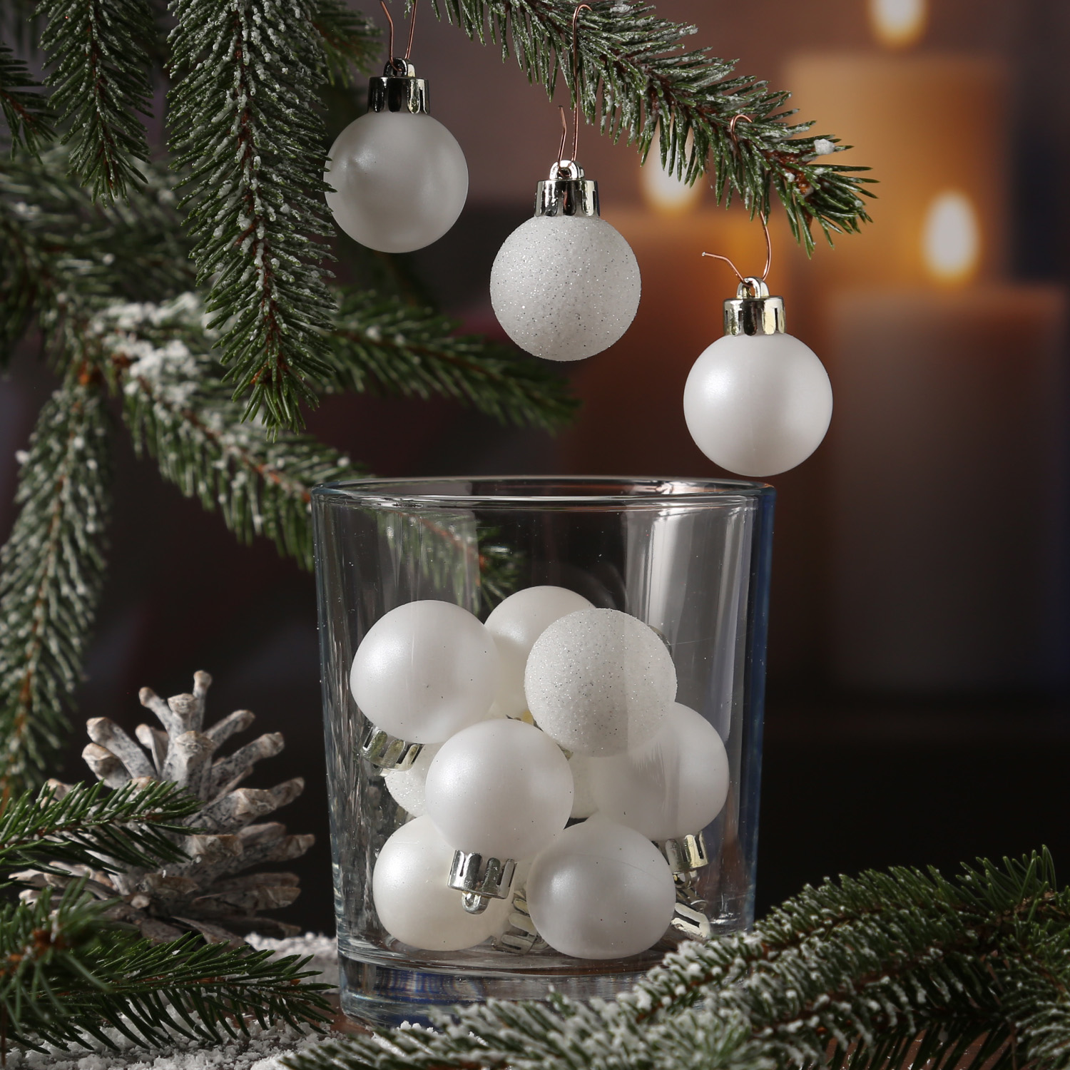 Christbaumkugel - Weihnachtskugel  - bruchfest - D: 3cm - glänzend matt glitzernd - weiß - 14er Set Christbaumkugel - Weihnachtskugel  - bruchfest - D: 3cm - glänzend matt glitzernd - weiß - 14er Set