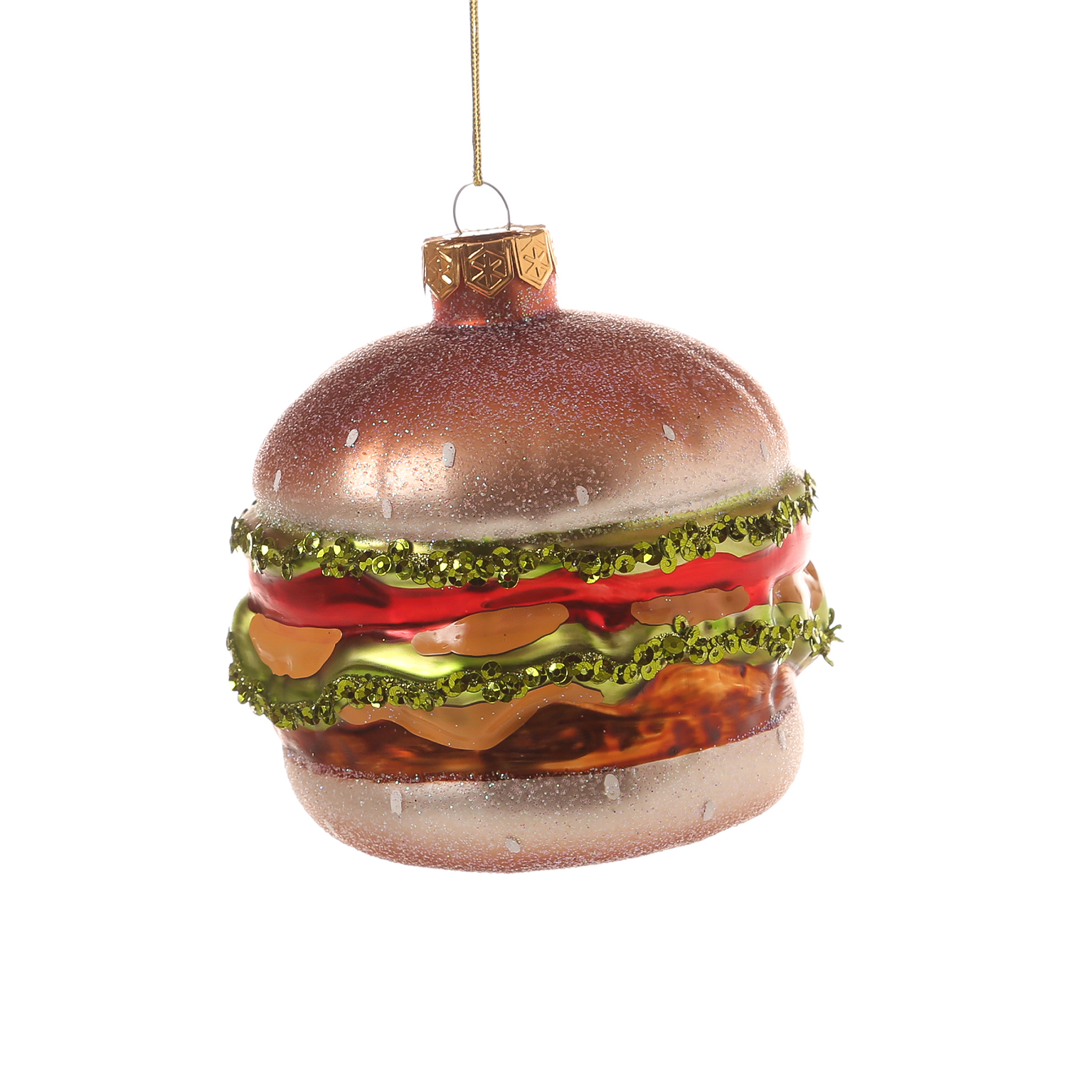 Weihnachtsbaumschmuck HAMBURGER - Glas - inkl. Aufhänger - glitzernd - H: 10,3cm - bunt Weihnachtsbaumschmuck HAMBURGER - Glas - inkl. Aufhänger - glitzernd - H: 10,3cm - bunt