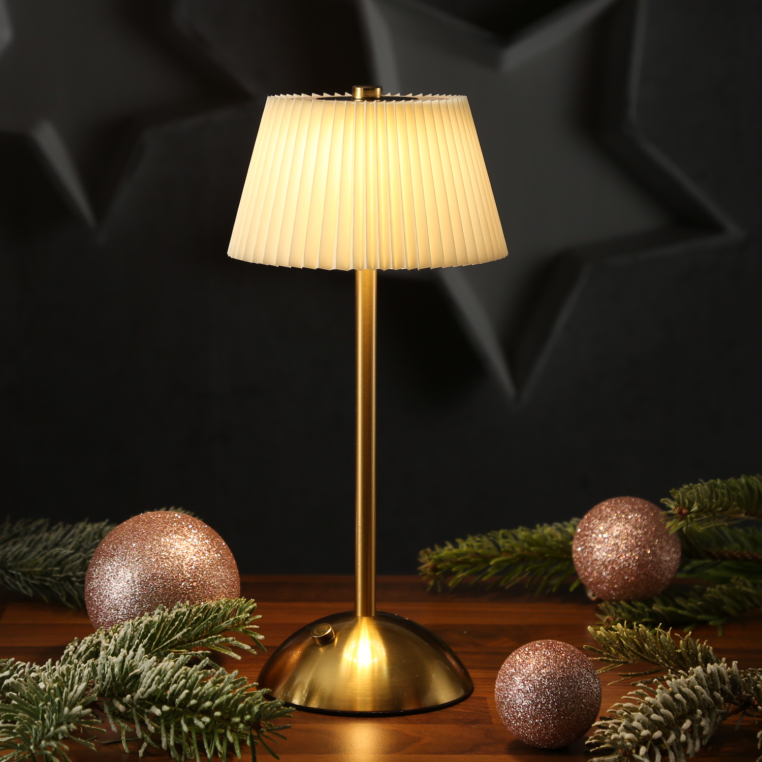 LED Tischlampe GENUA - wiederaufladbar per USB - 3 Lichtfarben - dimmbar - H:30,5cm - creme