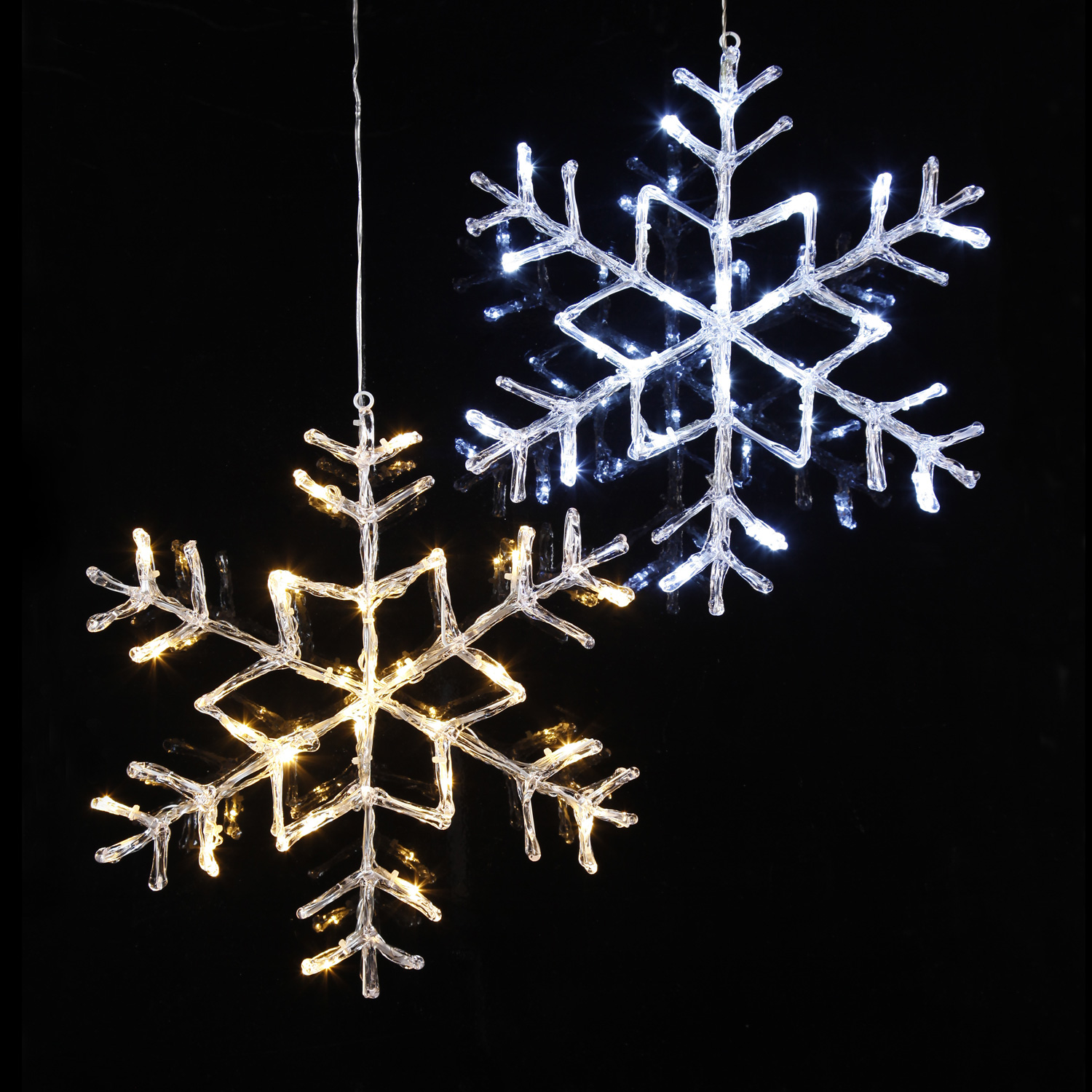 LED Schneeflocke - hängend - 24 warmweiße LED - D: 40cm - inkl. Trafo - für Außen - transparent LED Schneeflocke - hängend - 24 warmweiße LED - D: 40cm - inkl. Trafo - für Außen - transparent