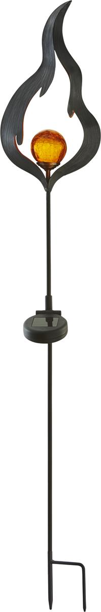 LED Solarstab "Feuer"- schwarz - amber LED - Glaskugel in Flamme - H: 85cm - Dämmerungssensor LED Solarstab "Feuer"- schwarz - amber LED - Glaskugel in Flamme - H: 85cm - Dämmerungssensoror