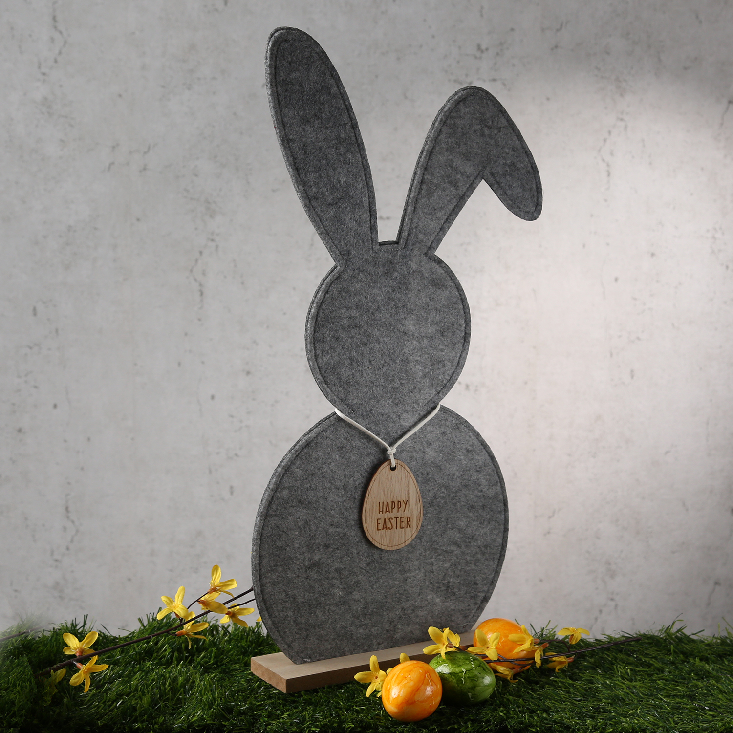 Hase - Osterhase Filz - stehend - Osterdeko - H: 60cm - Innen - grau Hase - Osterhase Filz - stehend - Osterdeko - H: 60cm - Innen - grau