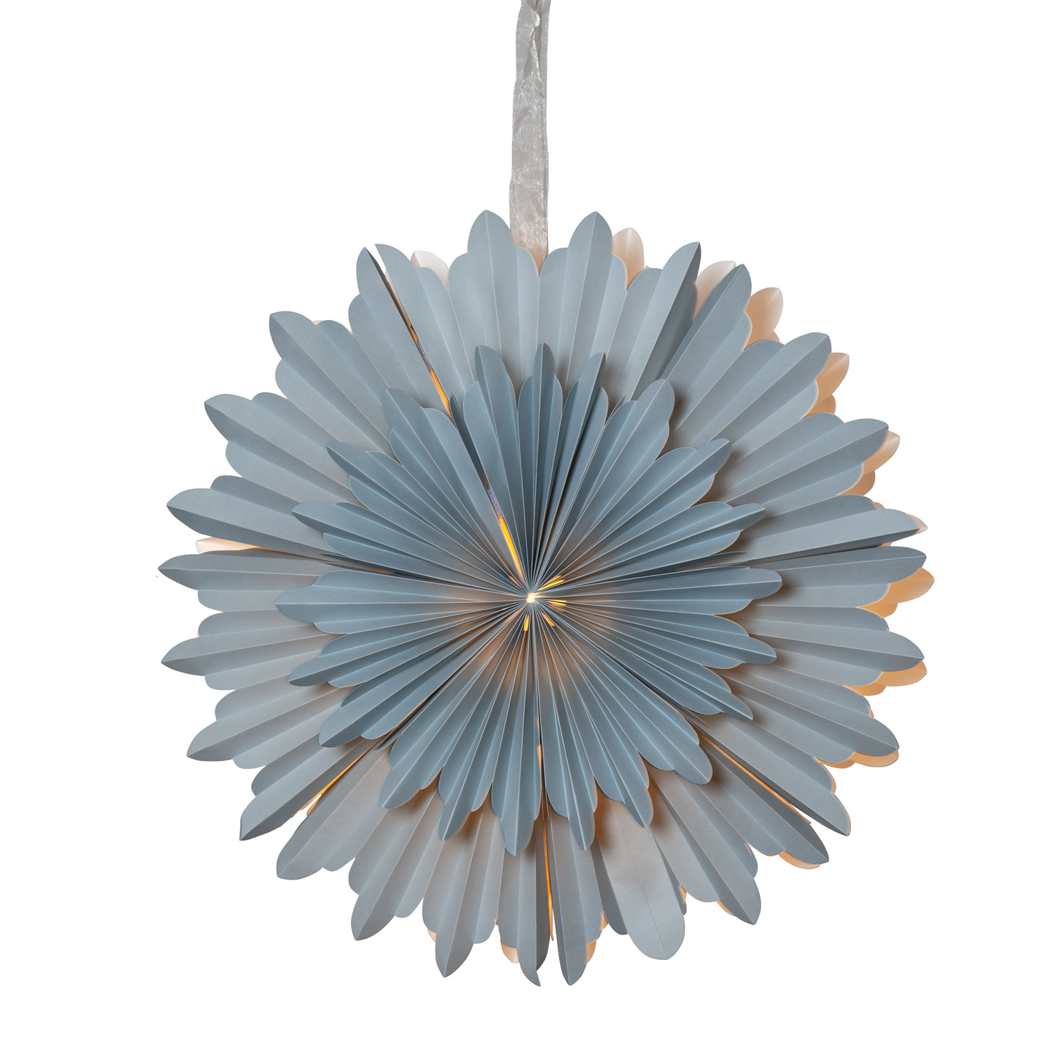 Papierstern CRYSTAL - hängend - D: 50cm - mit Band - 2-lagig gefaltetes Papier mit Dekor - blau