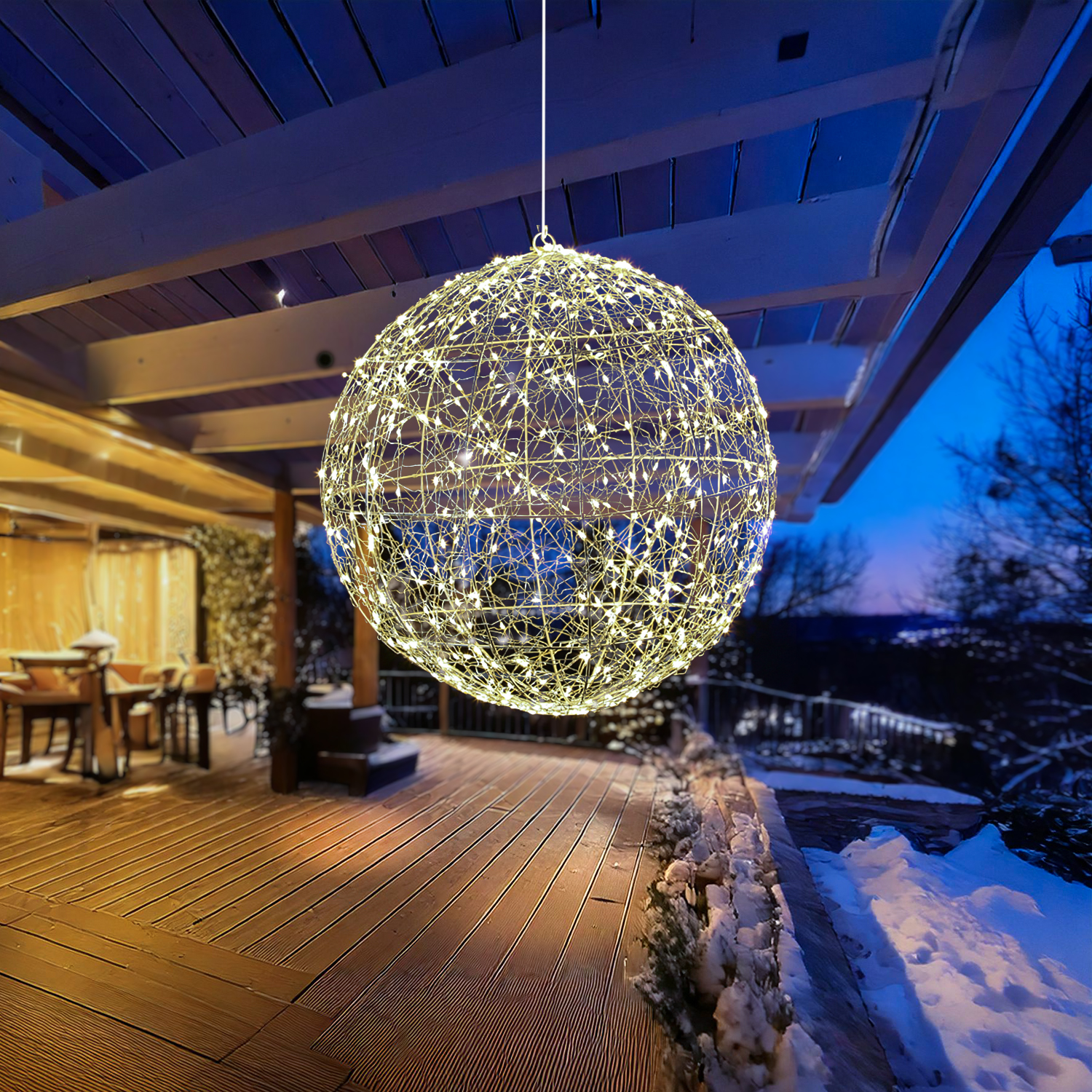 LED Drahtkugel - Leuchtkugel - 960 warmweiße LED - Timer - D: 58cm - für Innen/Außen