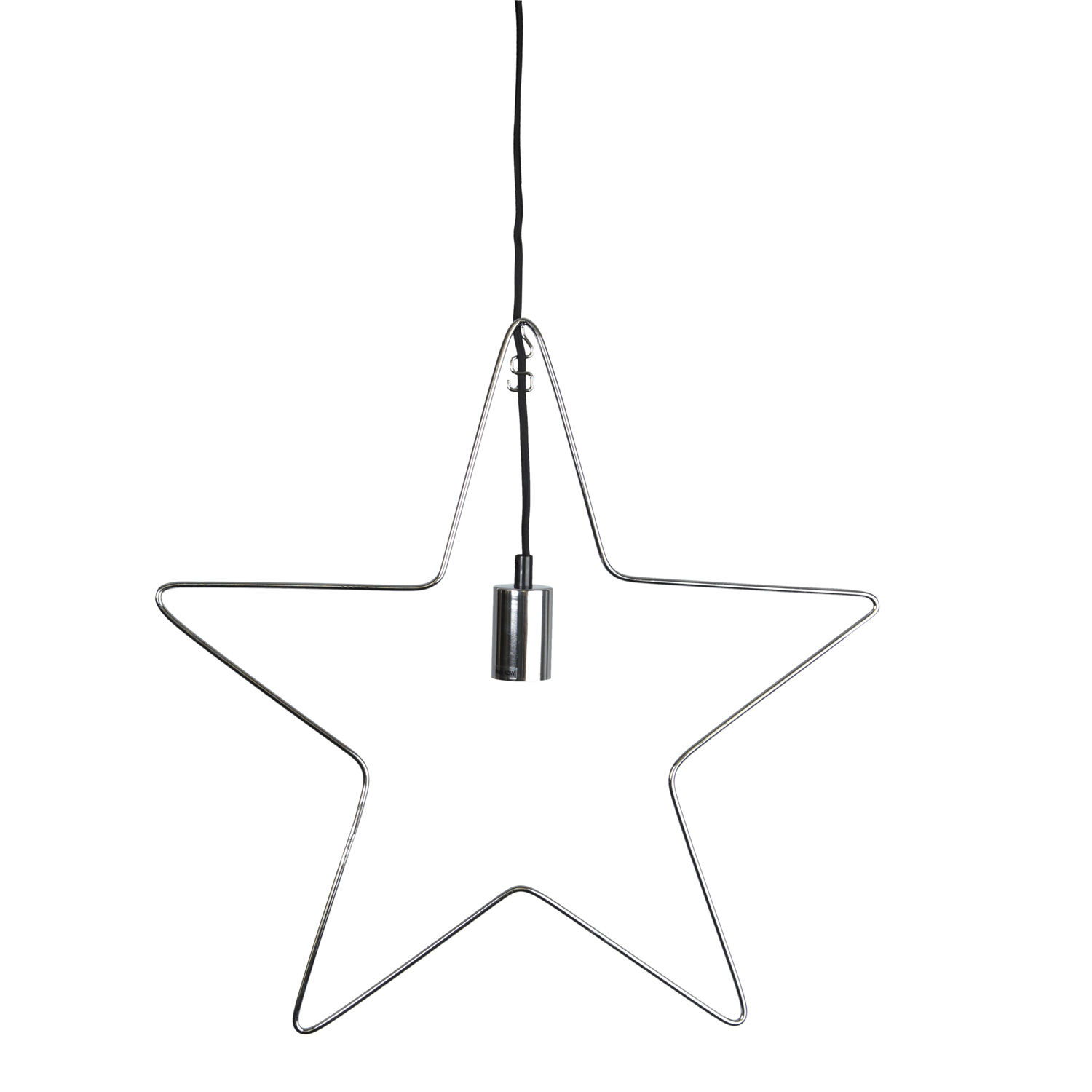 Lampenhalterung Stern - Hängestern - Dekoleuchte - 5-zackig - inkl. E27 Fassung - H: 50cm - silber Lampenhalterung Stern - Hängestern - Dekoleuchte - 5-zackig - inkl. E27 Fassung - H: 50cm - silber