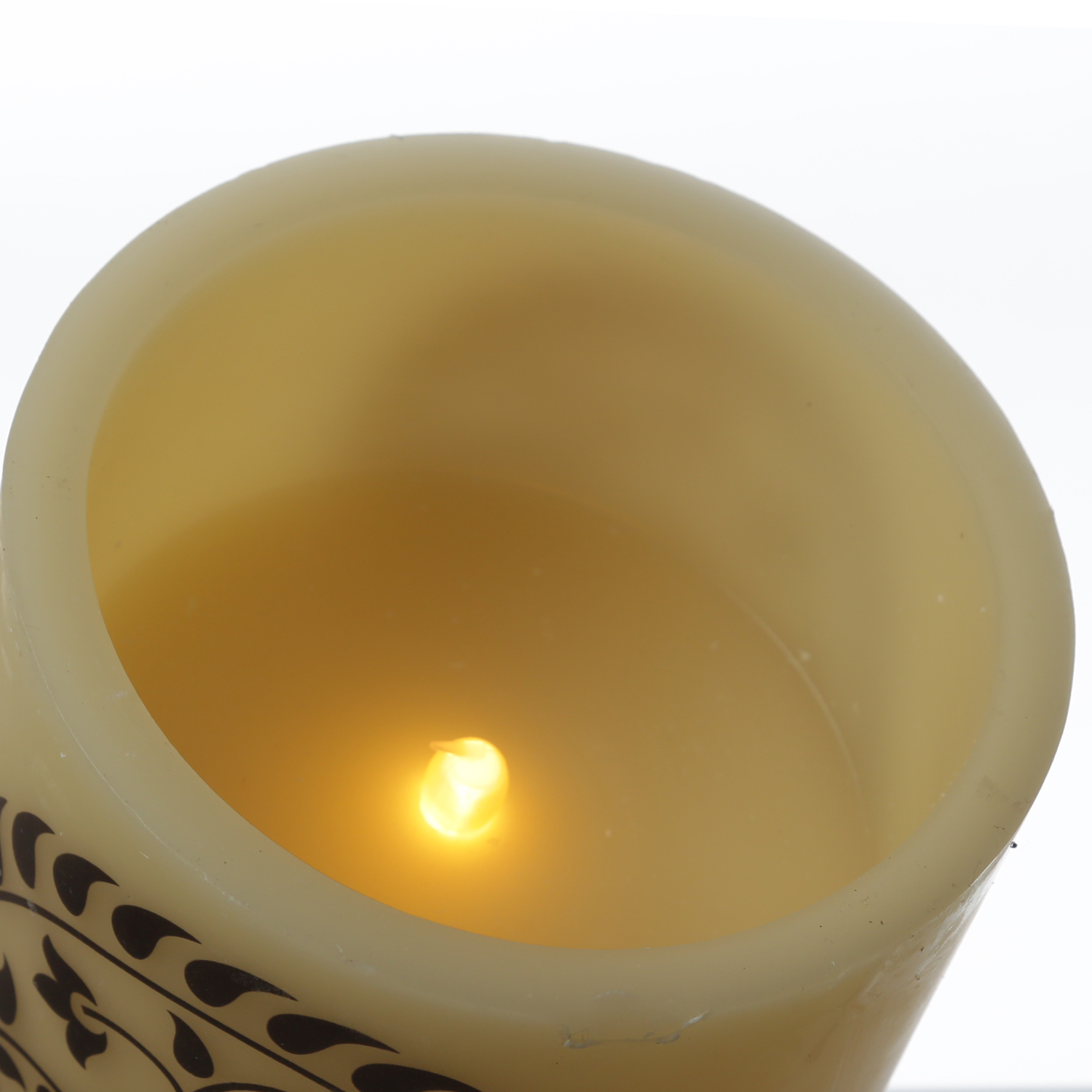 XXL LED Kerze Ornament - Echtwachs - flackernde LED - Timer - H: 25cm - D: 12cm - creme