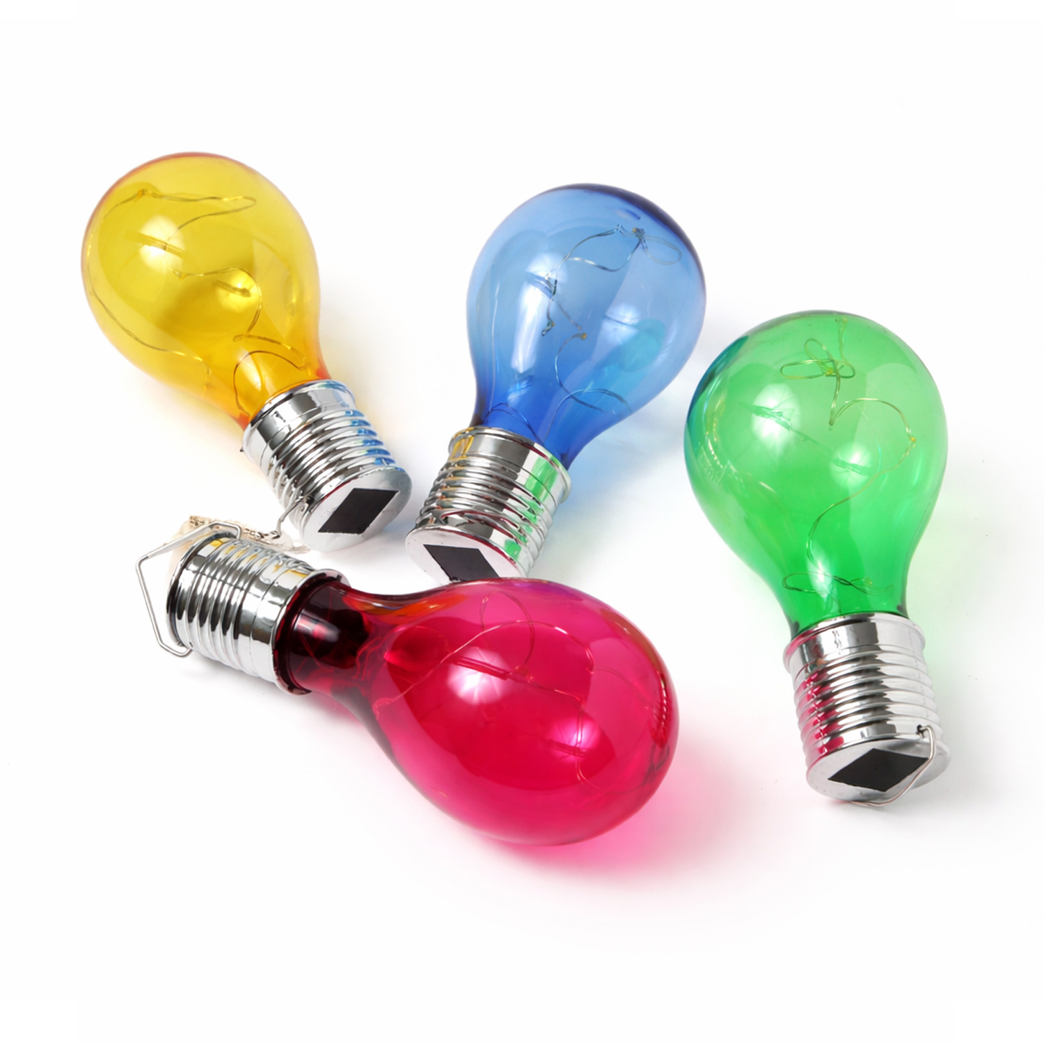 LED Solar Glühbirne GLOW - warmweiße LED Drahtlichterkette - H: 14cm - Lichtsensor - outdoor - blau