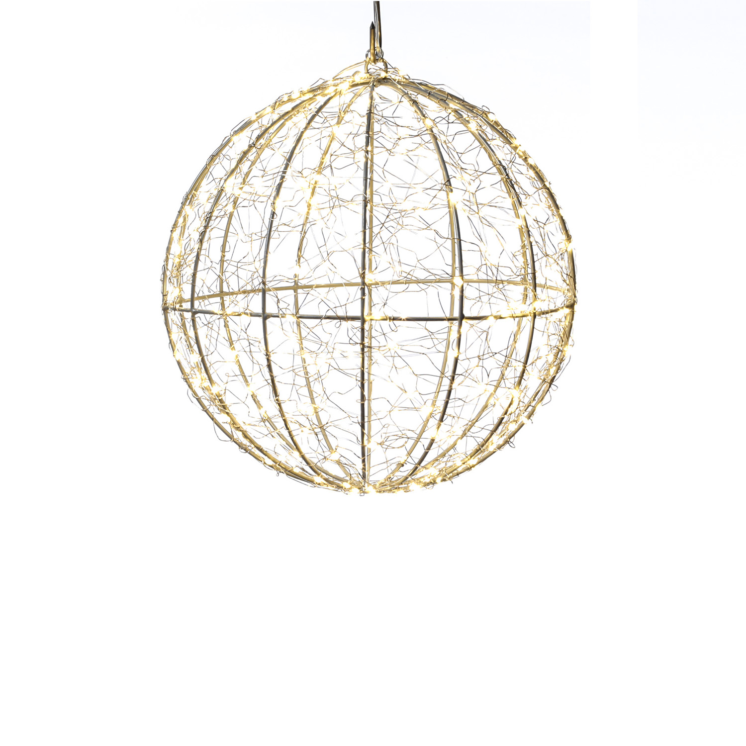 LED Drahtkugel - Leuchtkugel - 400 warmweiße LED - Timer - D: 30cm - für Innen/Außen
