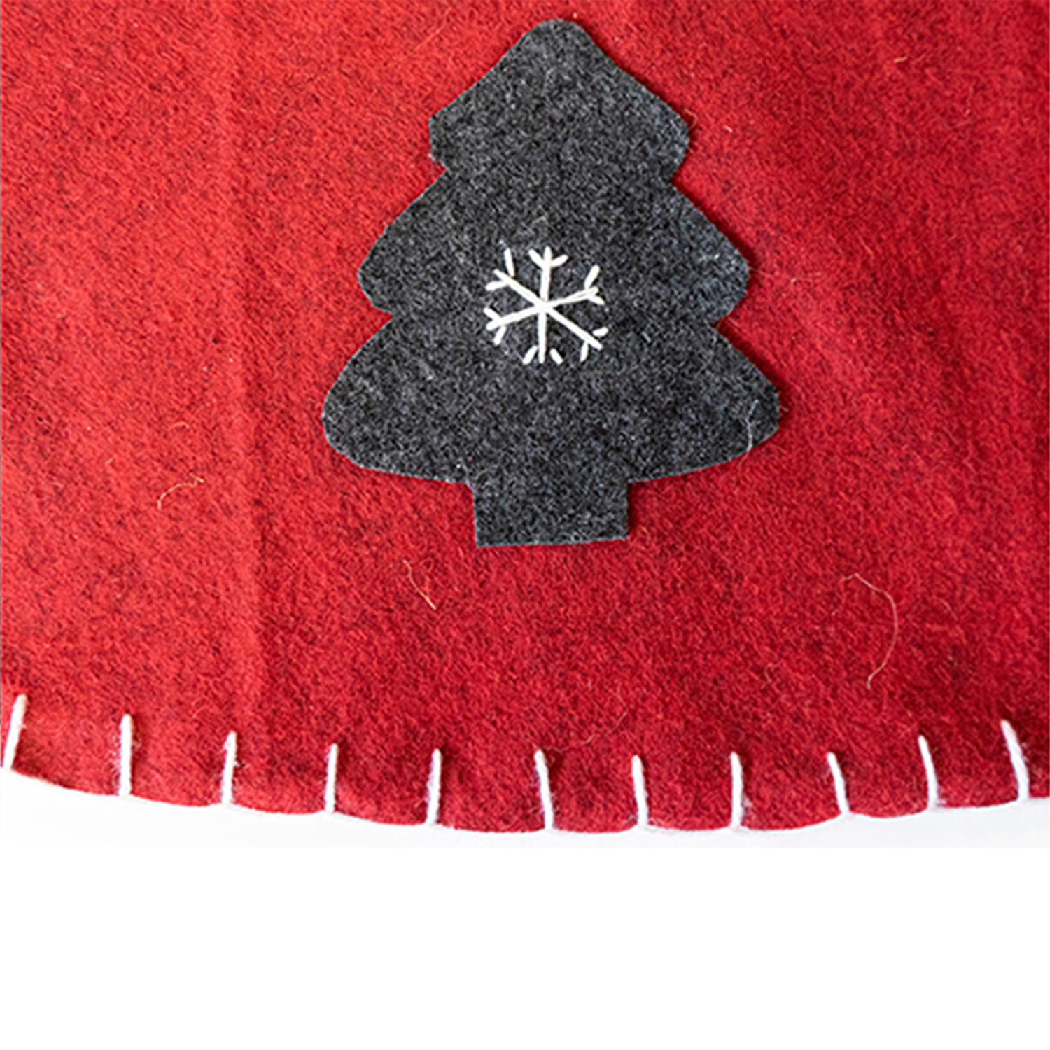 Weihnachtsbaumdecke - grauer Weihnachtsbaum - Filz - D: 98cm - rund - rot