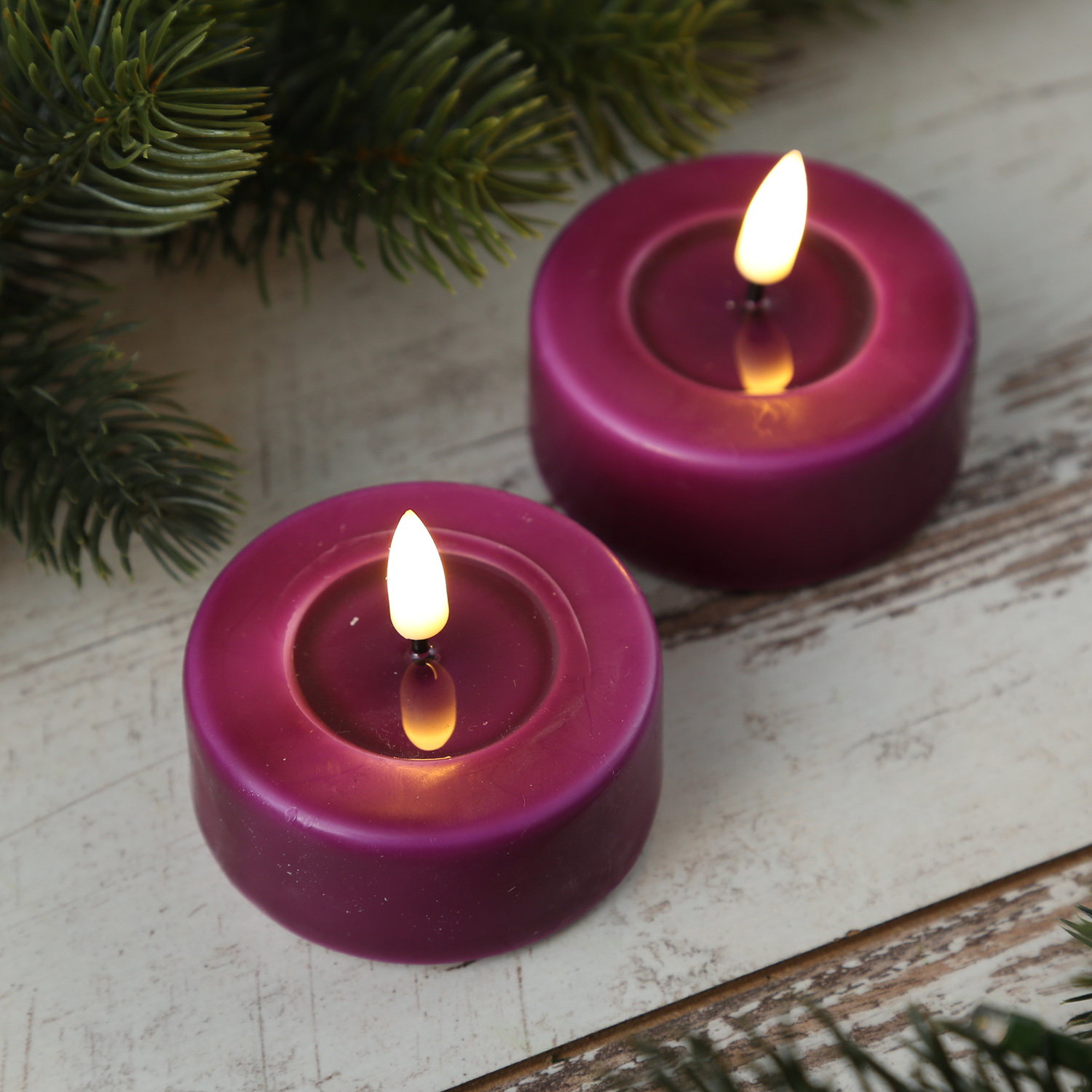 LED Teelichter MIA - realistische 3D Flamme - D: 6,1cm - Batteriebetrieb - beere - 2 Stück LED Teelichter MIA - realistische 3D Flamme - D: 6,1cm - Batteriebetrieb - beere - 2 Stück