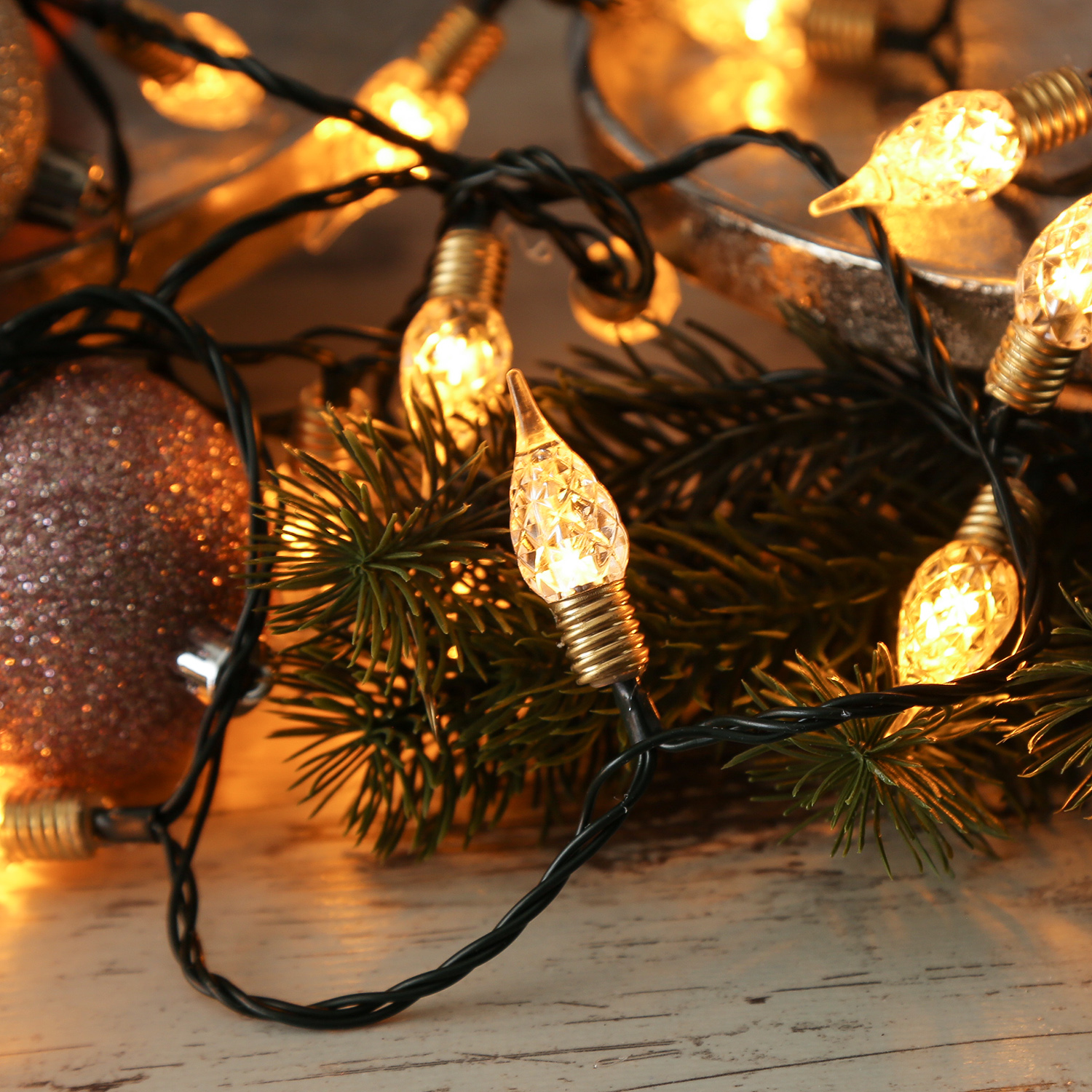 LED Lichterkette VINTAGE - 240 transparente Mini Birnen - 8 Funkt. - Timer - L: 24m