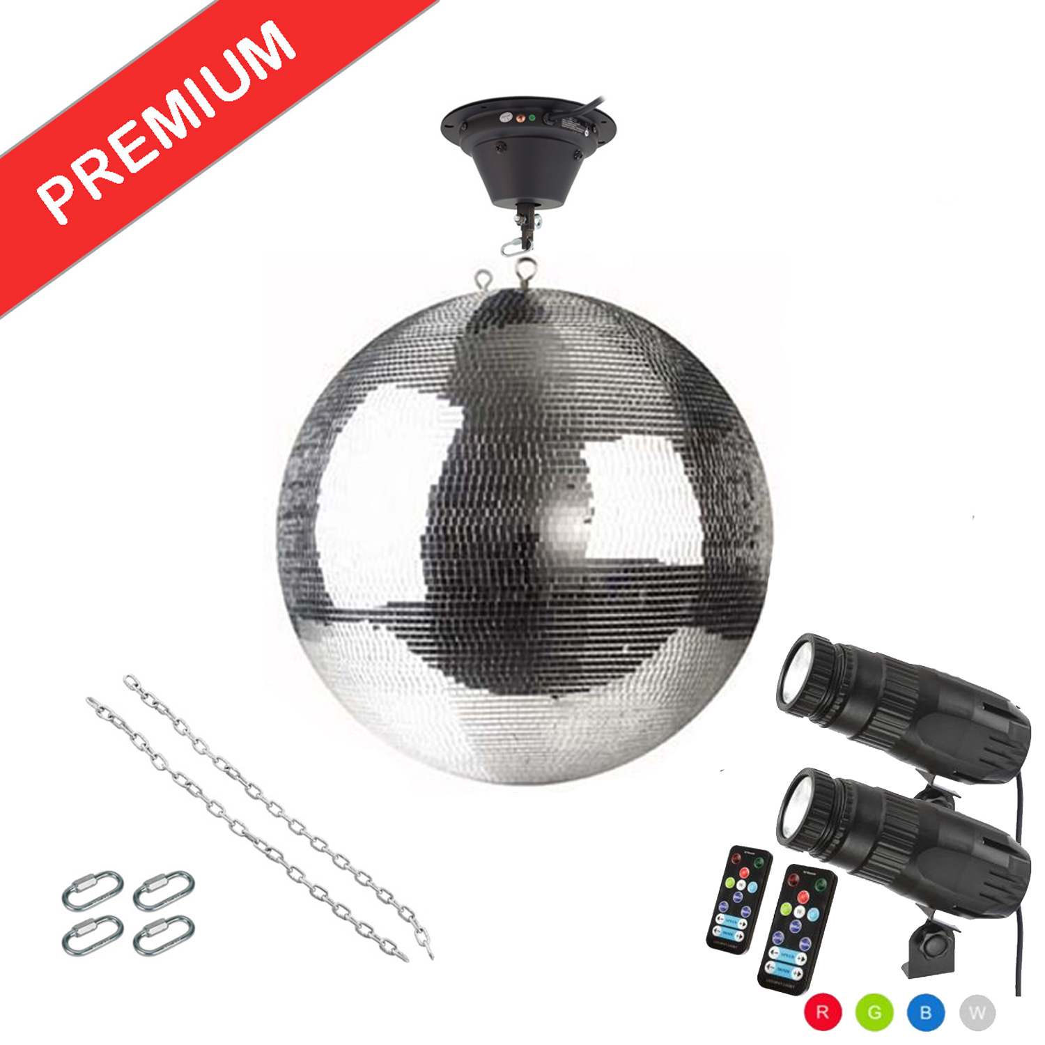 Spiegelkugel Komplettset - Discokugel, Motor, Pinspot, Montagematerial für Diskokugel - Mirrorball Set - Partyset Spiegelkugel Komplettset - Discokugel, Motor, Pinspot, Montagematerial für Diskokugel - Mirrorball Set - Partyset