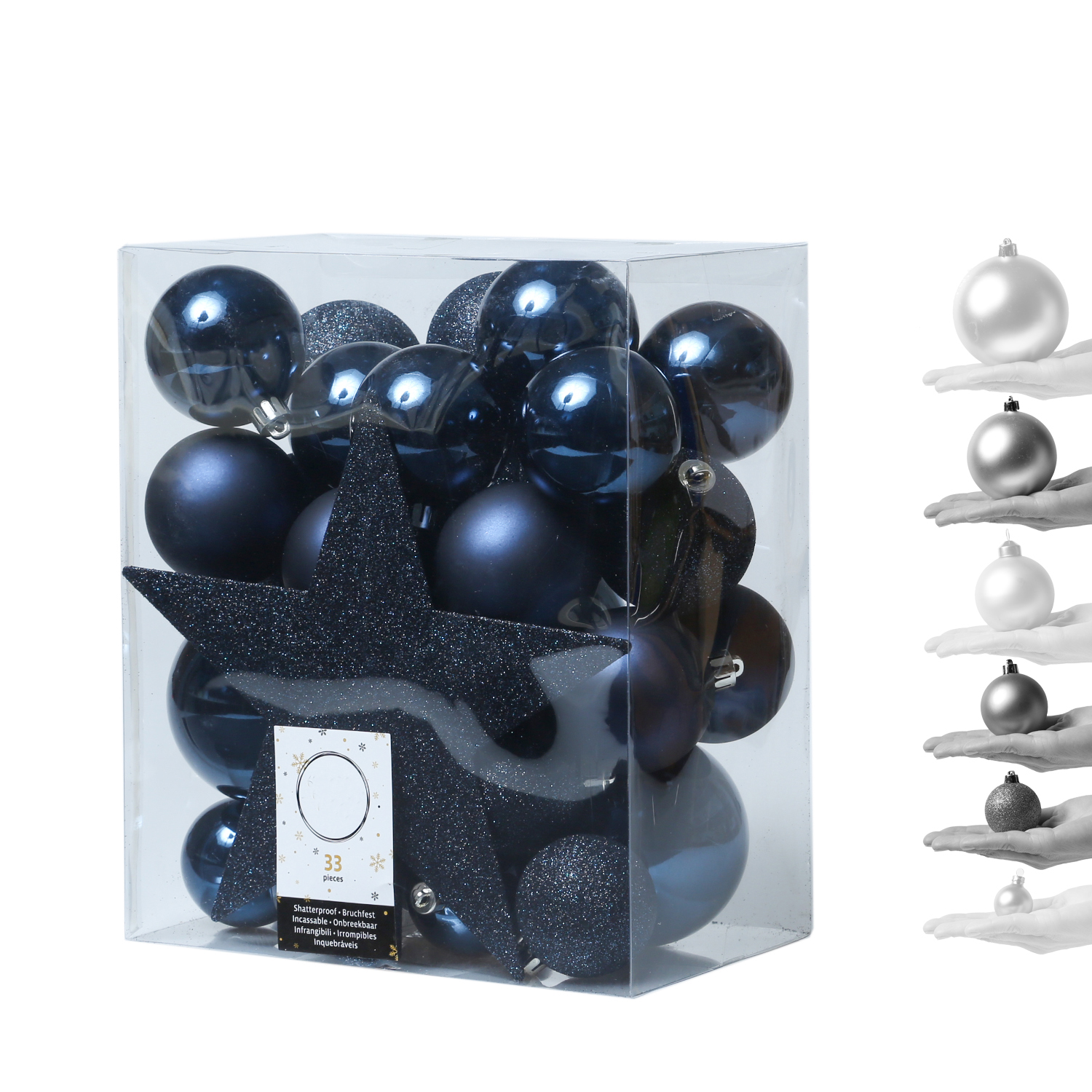 Christbaumkugel - Weihnachtsbaumkugel - bruchfest - glänzend matt glitzernd - dunkelblau - 33er Set Christbaumkugel - Weihnachtsbaumkugel - bruchfest - glänzend matt glitzernd - dunkelblau - 33er Set