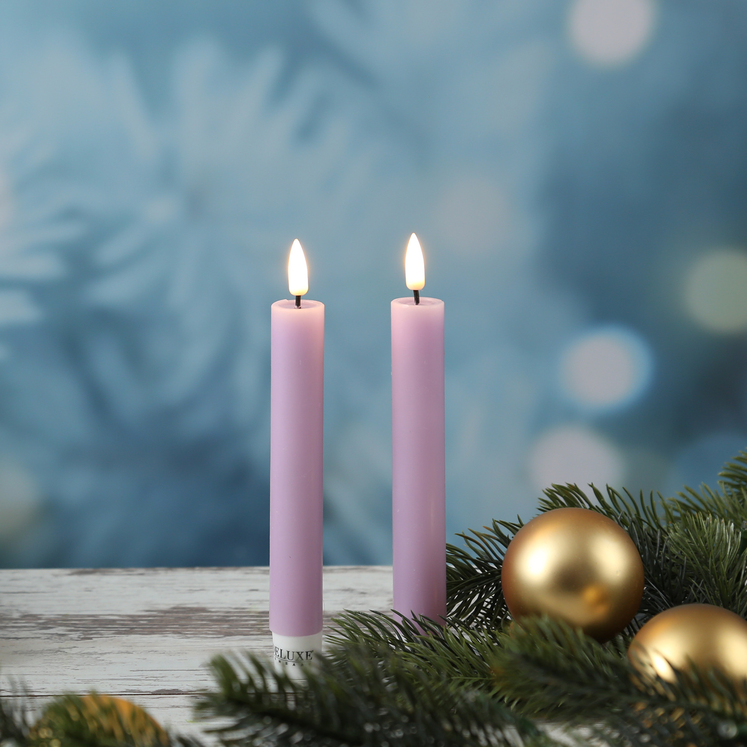 LED Stabkerzen MIA - Echtwachs - realistische 3D Flamme - H: 15cm - lavendel - 2 Stk LED Stabkerzen MIA - Echtwachs - realistische 3D Flamme - H: 15cm - lavendel - 2 Stk