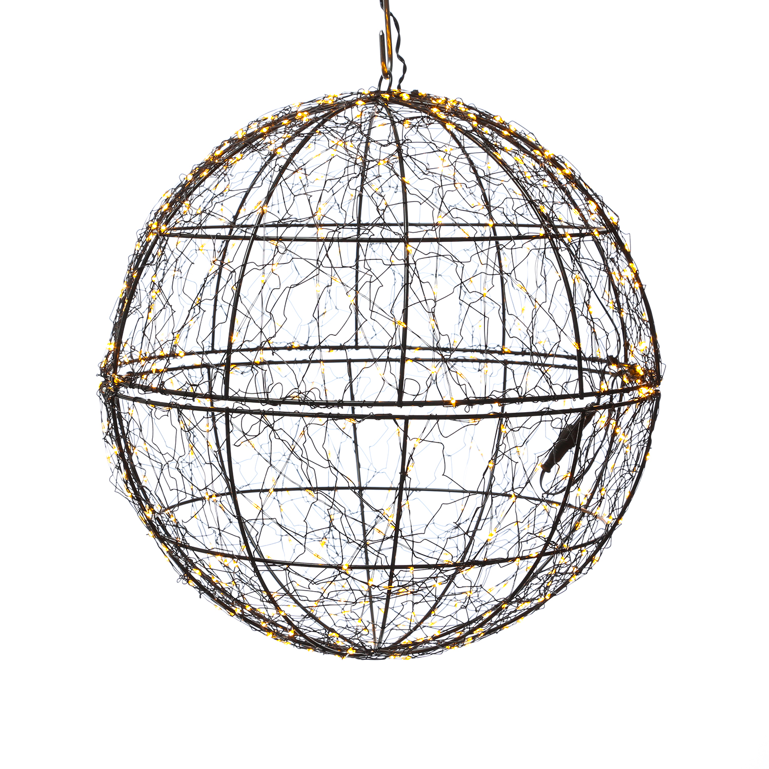 LED Drahtkugel - Leuchtkugel - 600 bernsteinfarbene LED - Timer - D: 38cm - für Innen/Außen