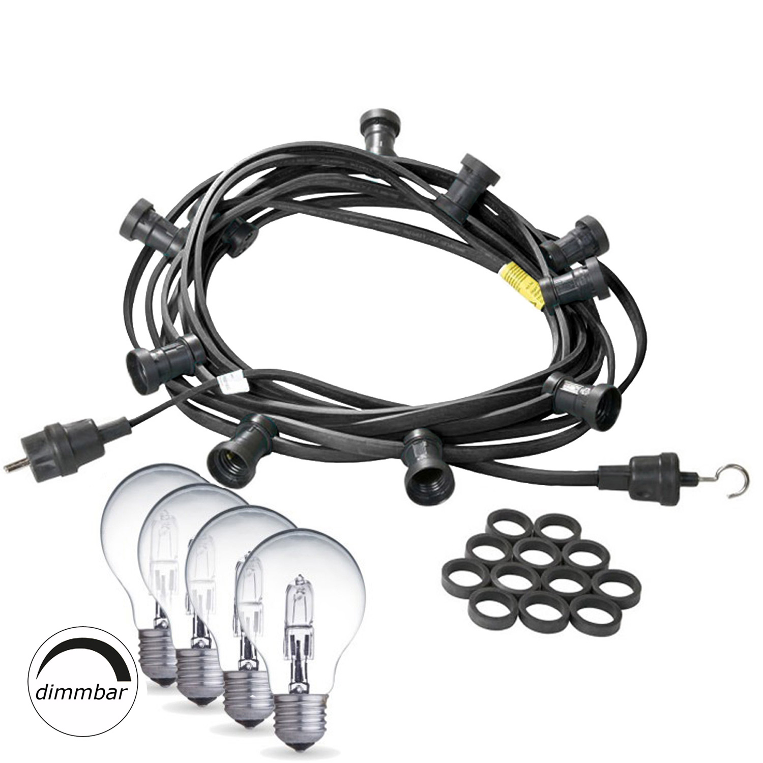 Illu-/Partylichterkette 40m - Außenlichterkette schwarz - Made in Germany - 40 Halogenlampen (28W) Illu-/Partylichterkette 40m - Außenlichterkette schwarz - Made in Germany - 40 Halogenlampen (28W)