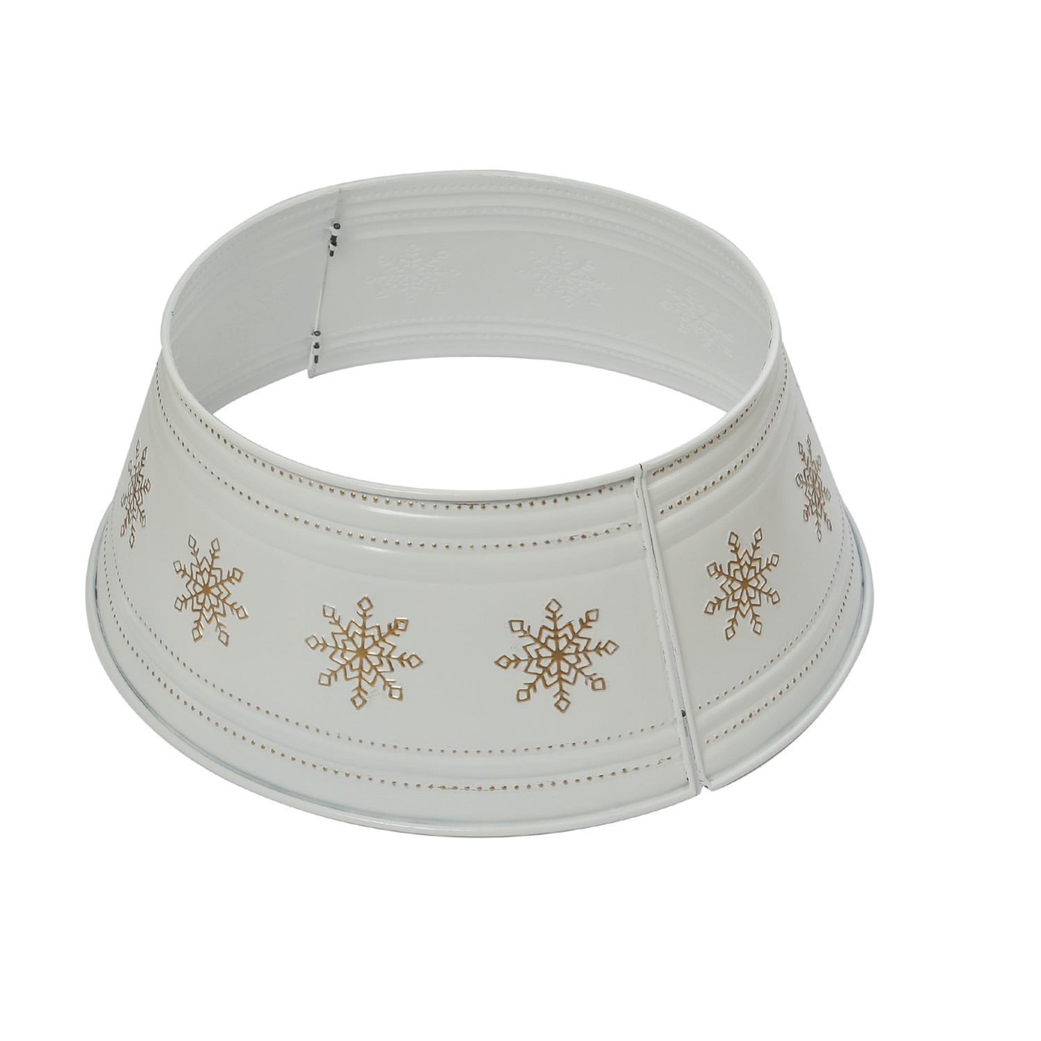 Weihnachtsbaumrock mit Schneeflocken - Abdeckung für Baumständer - D: 57cm - 2-teilig - weiß, gold