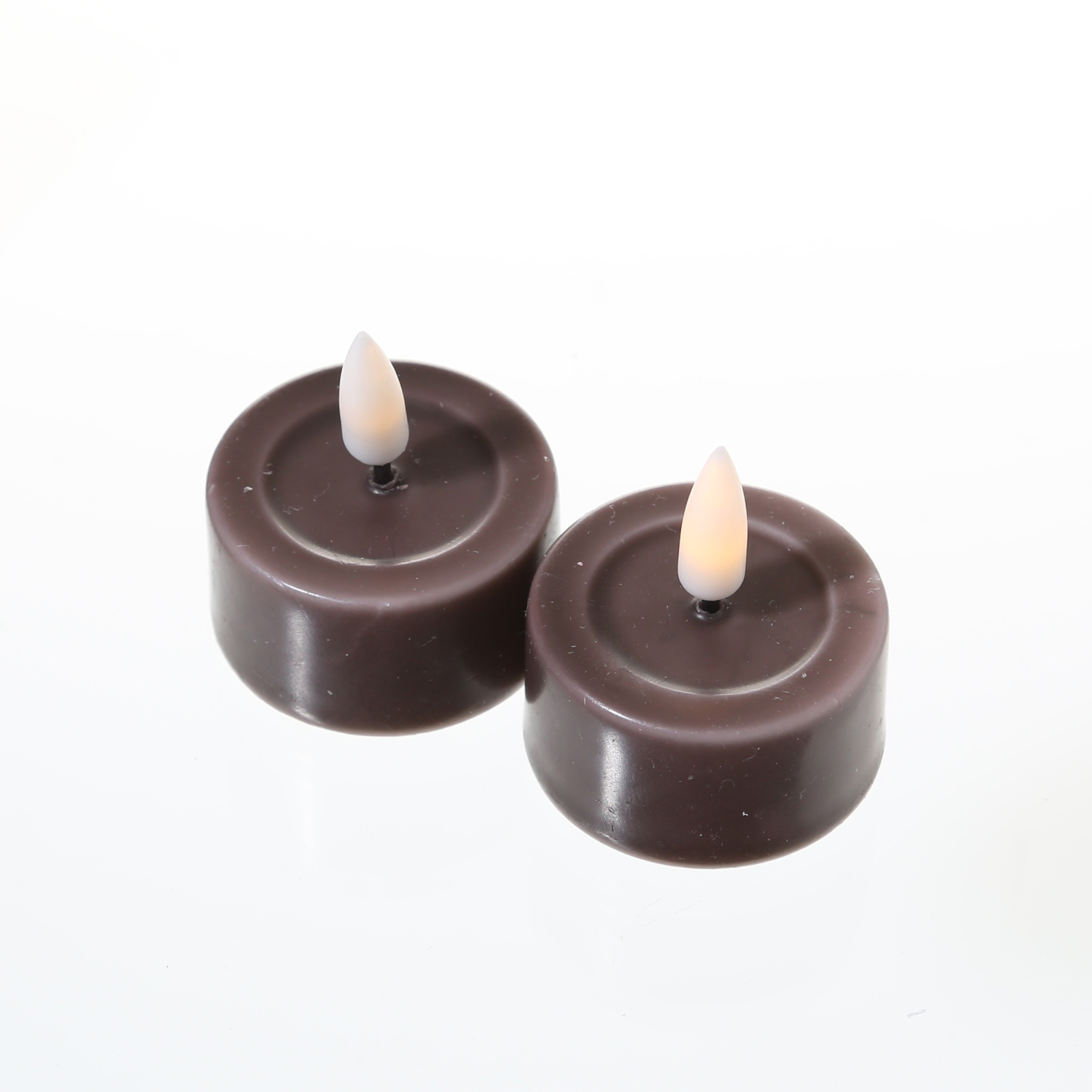 LED Teelichter MIA - Kunststoff - realistische 3D Flamme - D: 4,1cm - mokkafarben - 2 Stk LED Teelichter MIA - Kunststoff - realistische 3D Flamme - D: 4,1cm - mokkafarben - 2 Stk