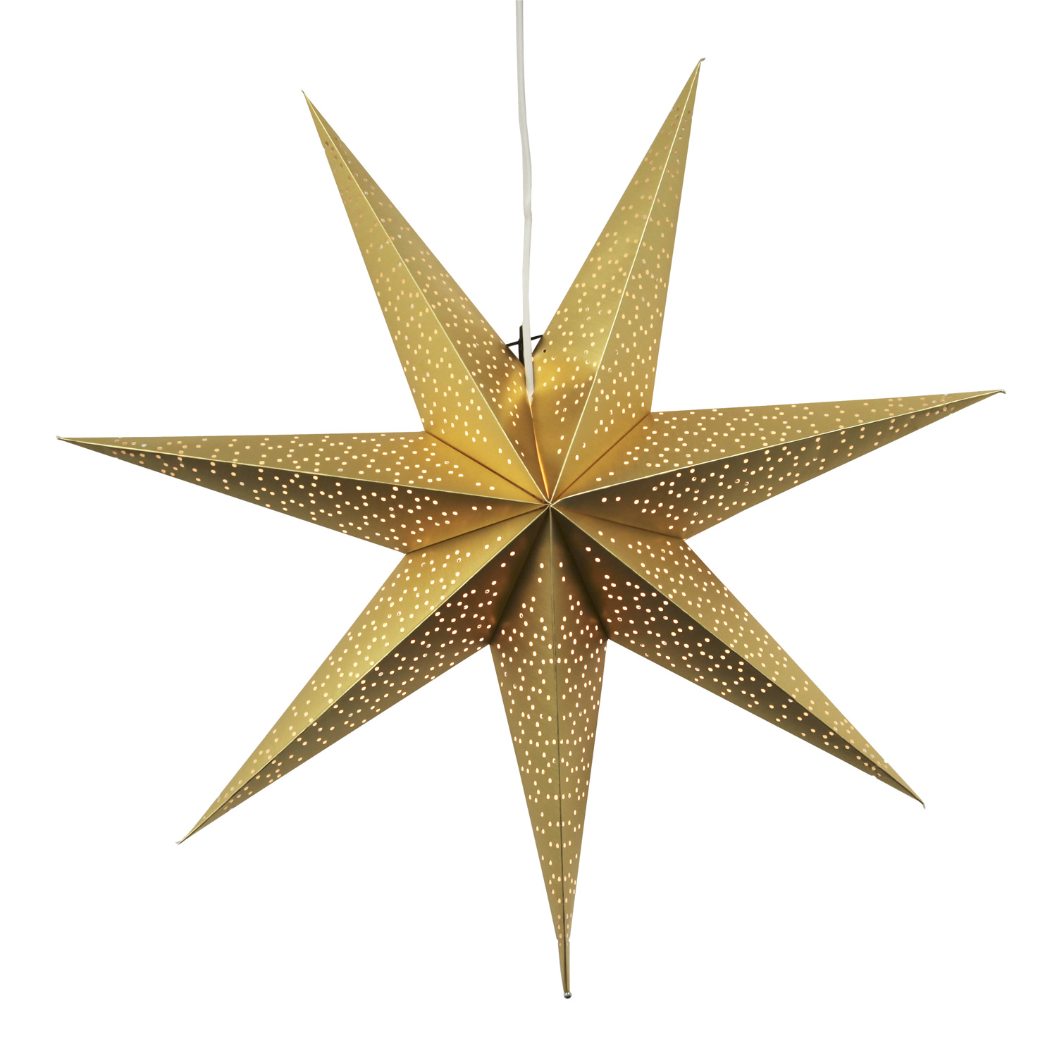 Papierstern Dot - hängend - 7-zackig - D: 70cm - inkl. E14 Fassung u. Kabel - gold Papierstern Dot - hängend - 7-zackig - D: 70cm - inkl. E14 Fassung u. Kabel - gold
